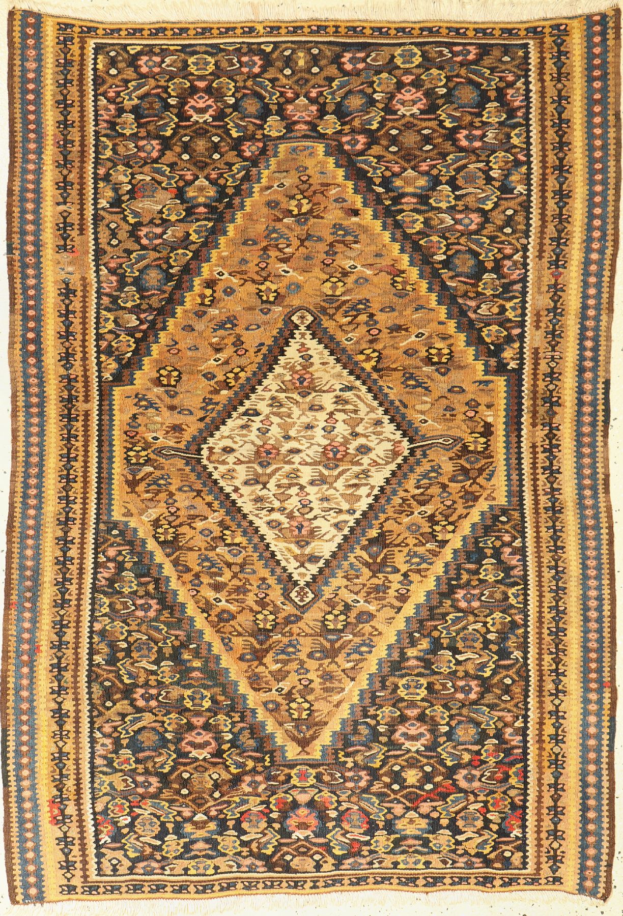 Senneh Kelim, Persien, ca. 60 Jahre, Wolle auf Wolle, ca. 144 x 102 cm, EHZ: 2, (verkürzt)
