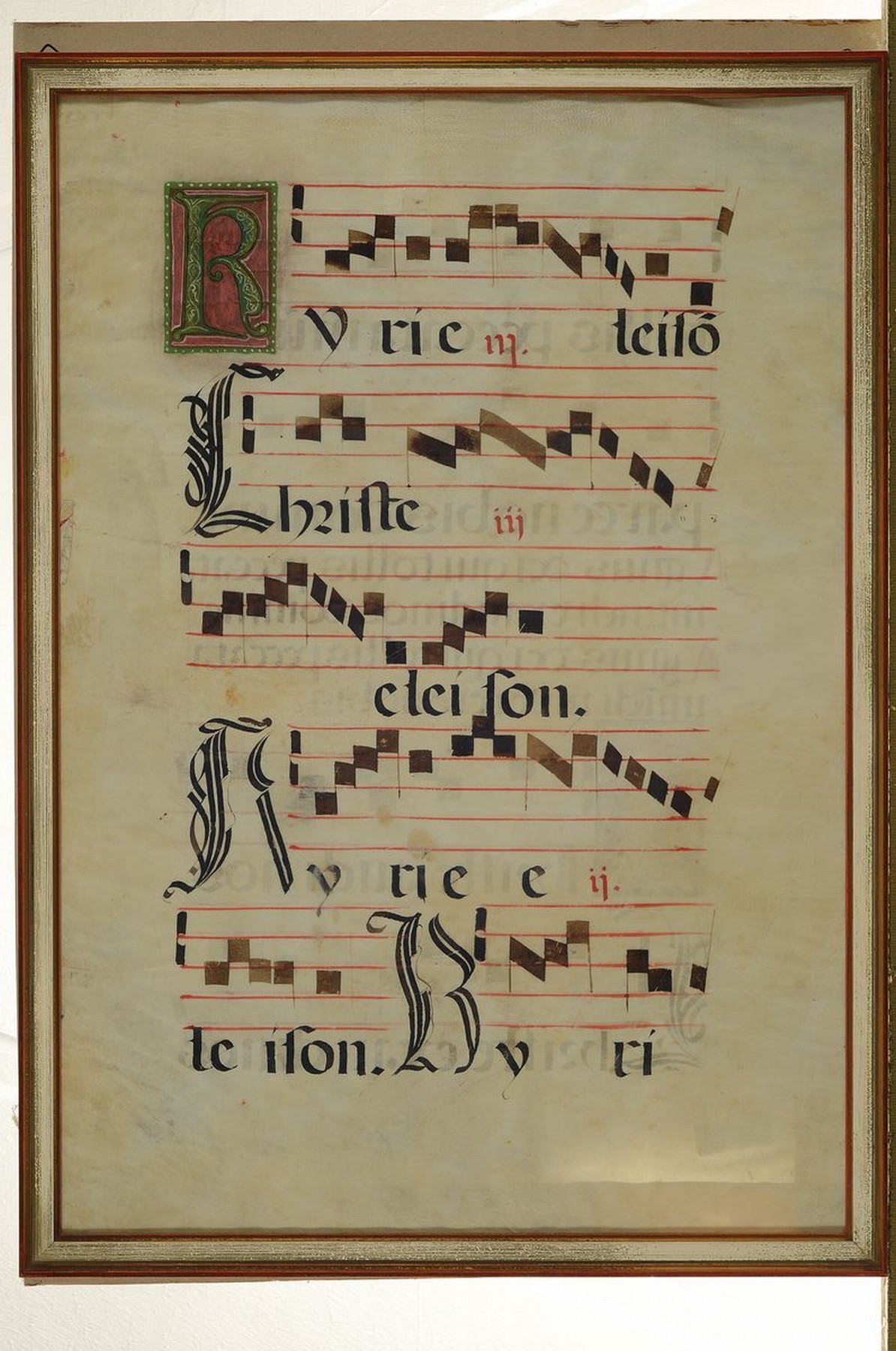 Detail k: 2 Antiphonseiten, 16.Jh., je eine Einzelseite aus einer spätmittelalterlichen liturgischen Handschrift, handschriftlich auf Pergament, je ...