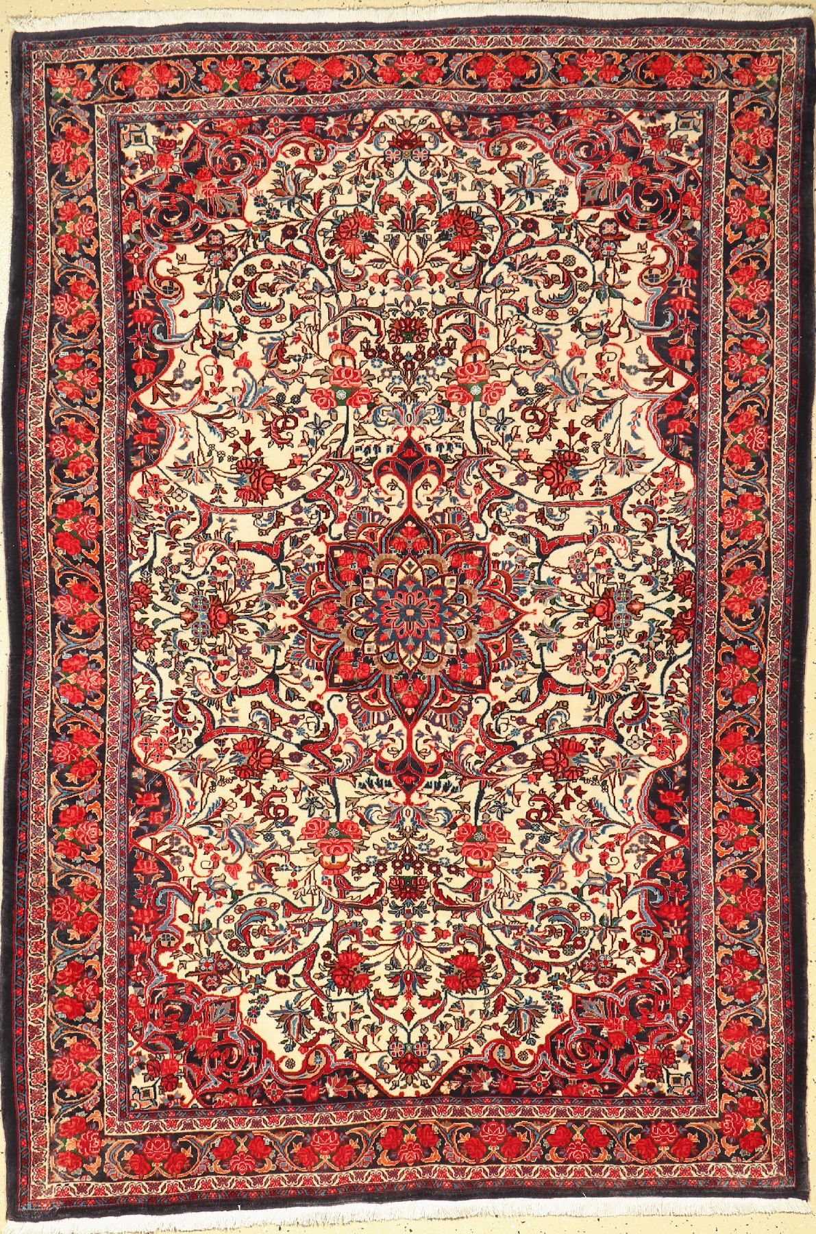 Rosenbidjar Kork fein, Persien, ca. 50 Jahre, Korkwolle, ca. 204 x 140 cm, gereinigt,EHZ: 2