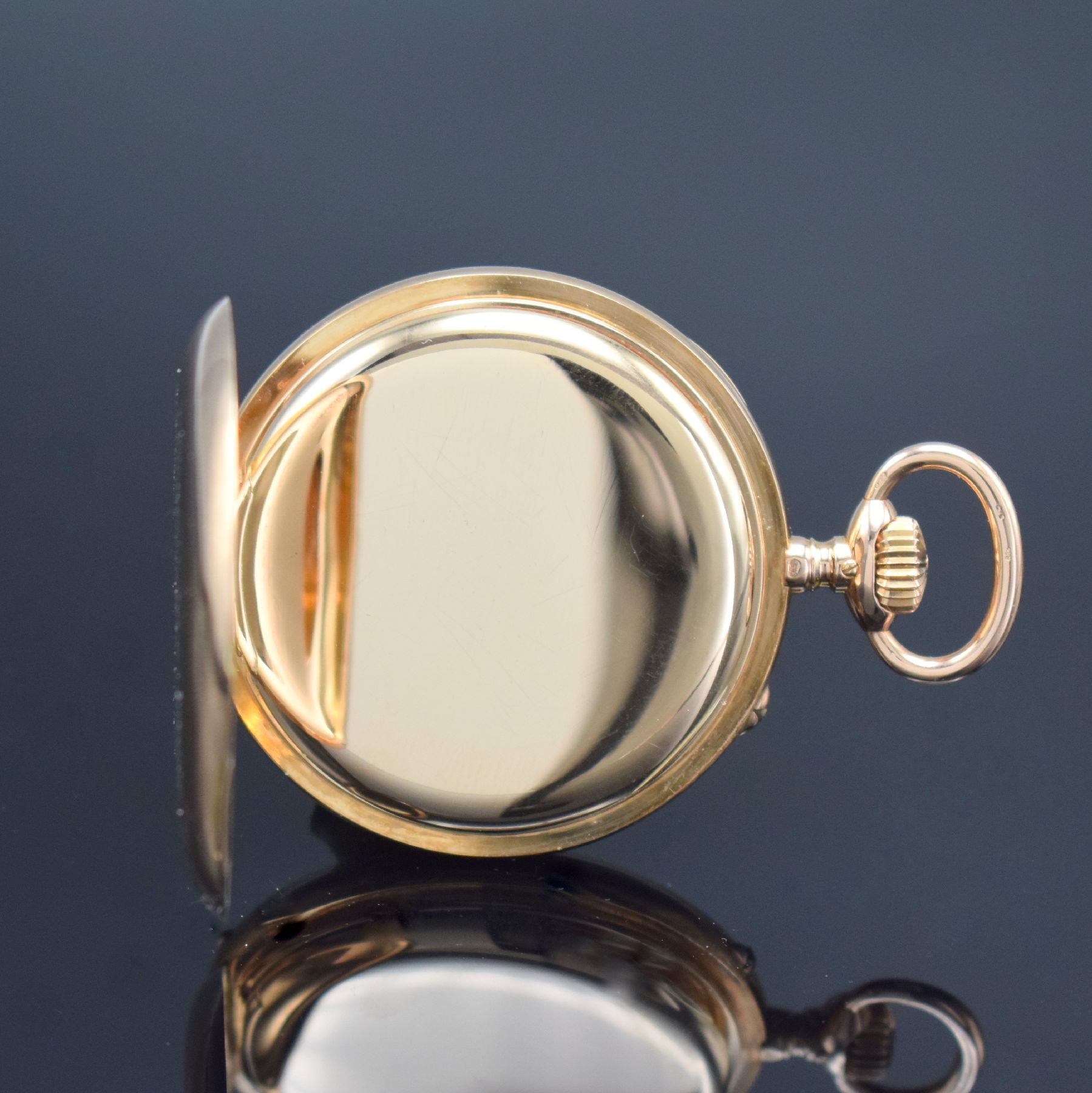 Detail c: DEUTSCHE UHRENFABRIKATION GLASHÜTTE A. Lange & Söhne offene Herrentaschenuhr in RoseG 585/000, Deutschland um 1917, Werk- & Gehäusenr. 75042, ...