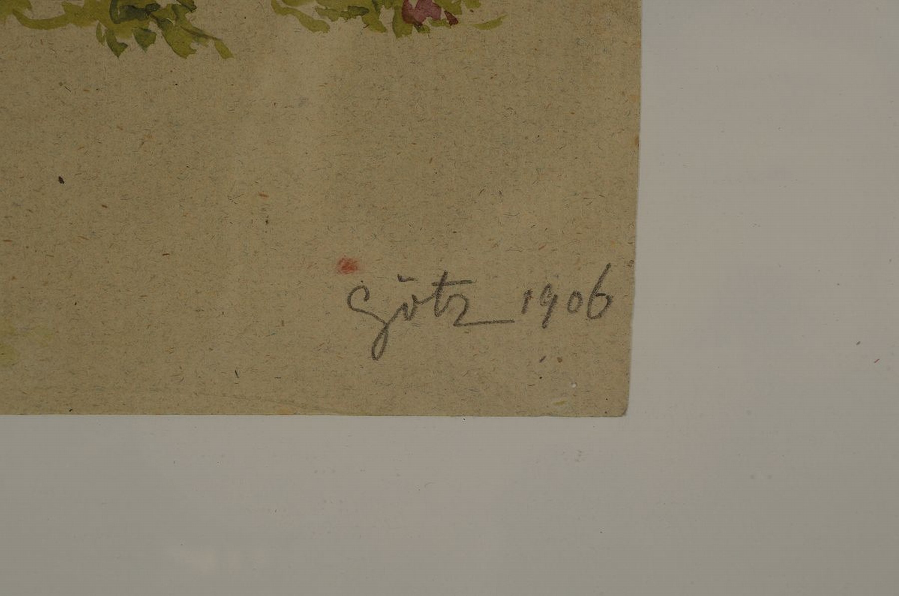 Detail a: Karl Götz, 1873 Wien - 1956 Krems, Aquarellskizze: rosa blühende Zweige, bräunliches Papier aus Skizzenblock, rechts unten signiert und datiert ...