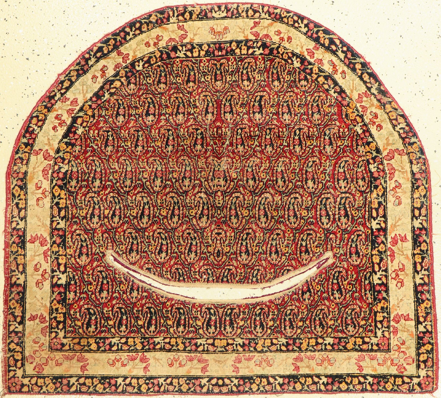 Kerman Sattelauflage antik, Persien, um 1900, Wolle auf Baumwolle, ca. 102 x 112 cm, EHZ: 3