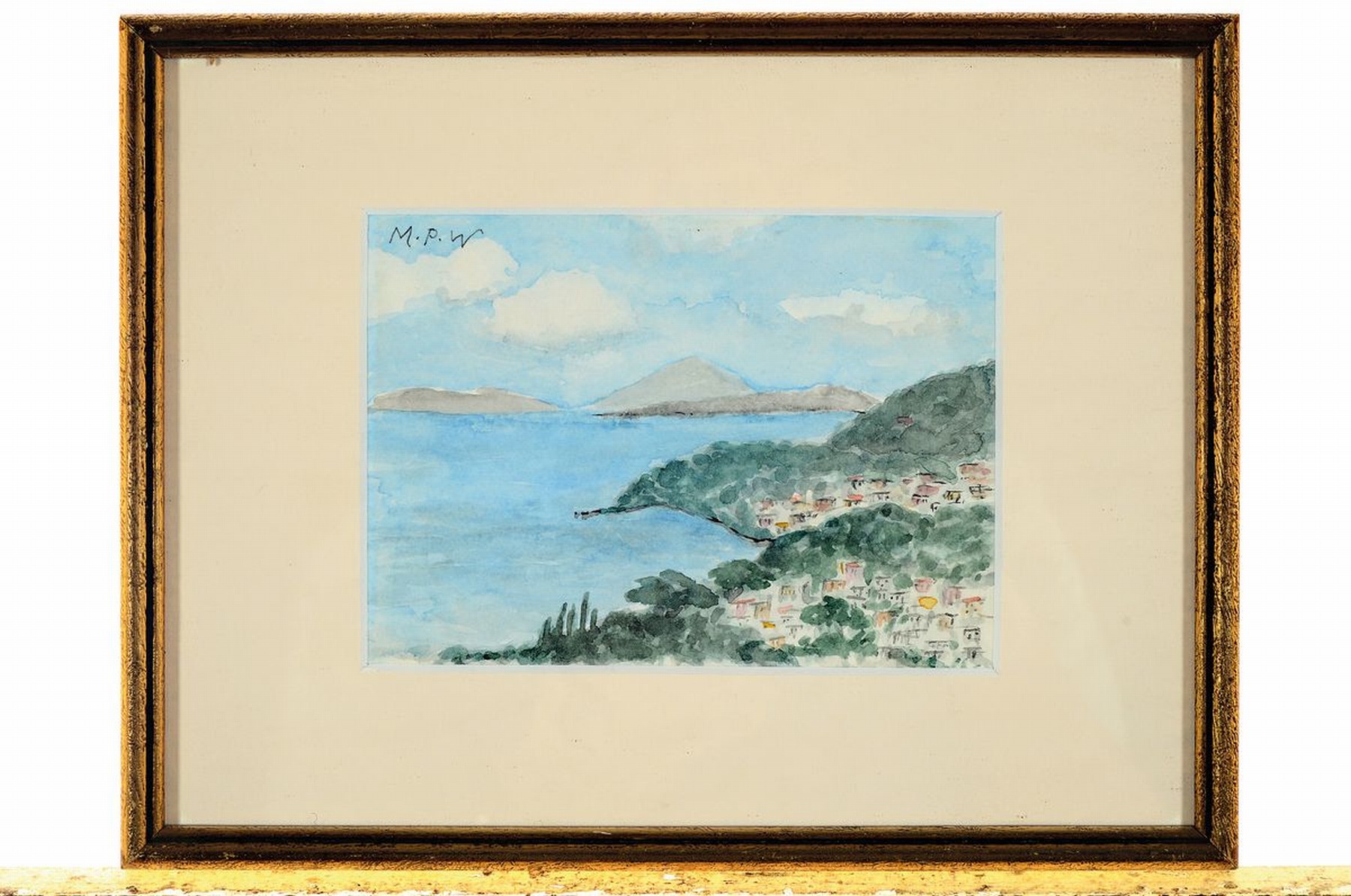 Detail k: Max Peiffer-Watenphul, 1896 Weferlingen-1976 Rom, Südliche Küstenlandschaft, Aquarell auf Papier, links oben monogr. M.P.W, ca. 10x14cm, PP, u.Gl., ...