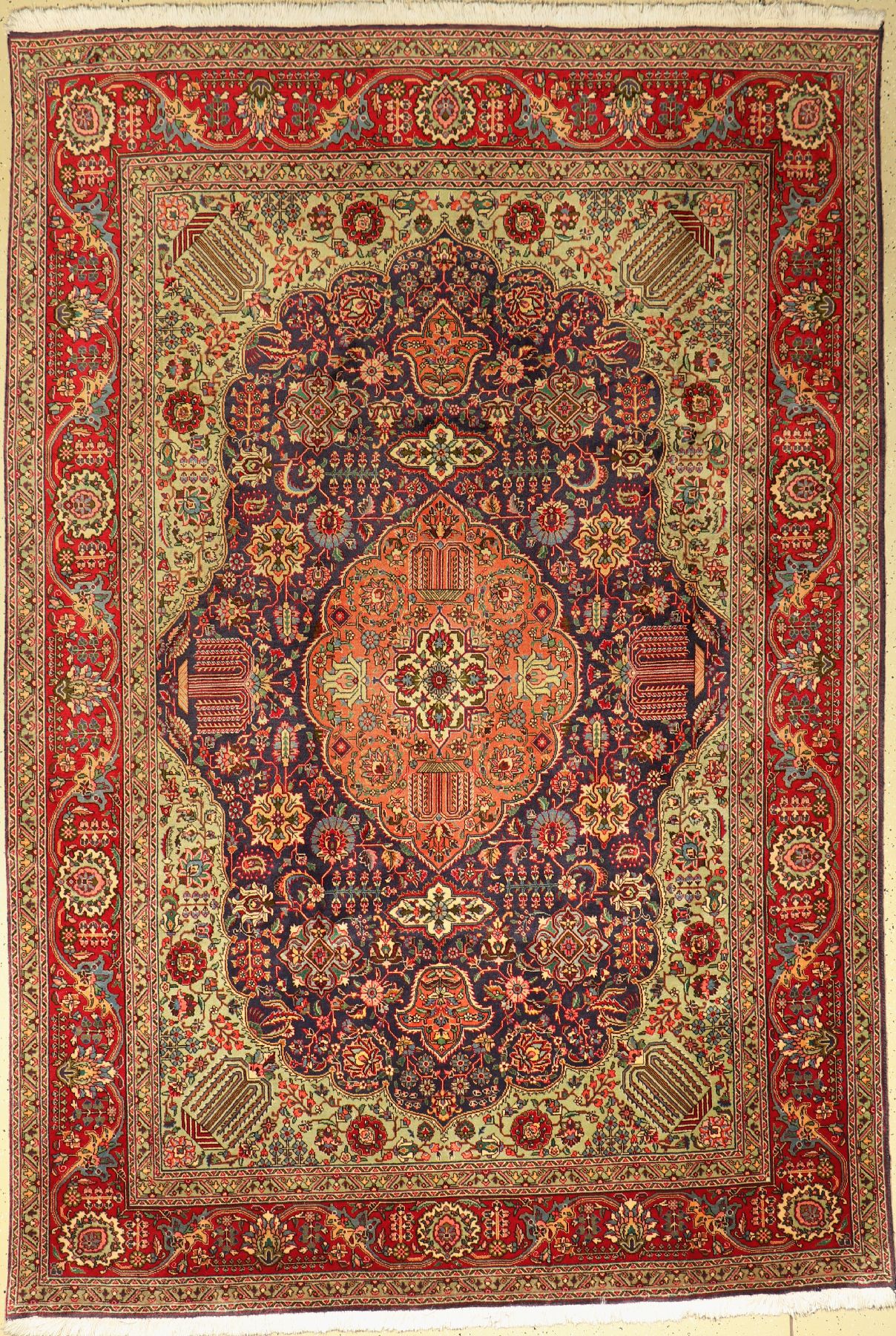Täbriz fein(40 Raj), Persien, ca. 50 Jahre,Wolle auf Baumwolle, ca. 300 x 207 cm, EHZ: 2