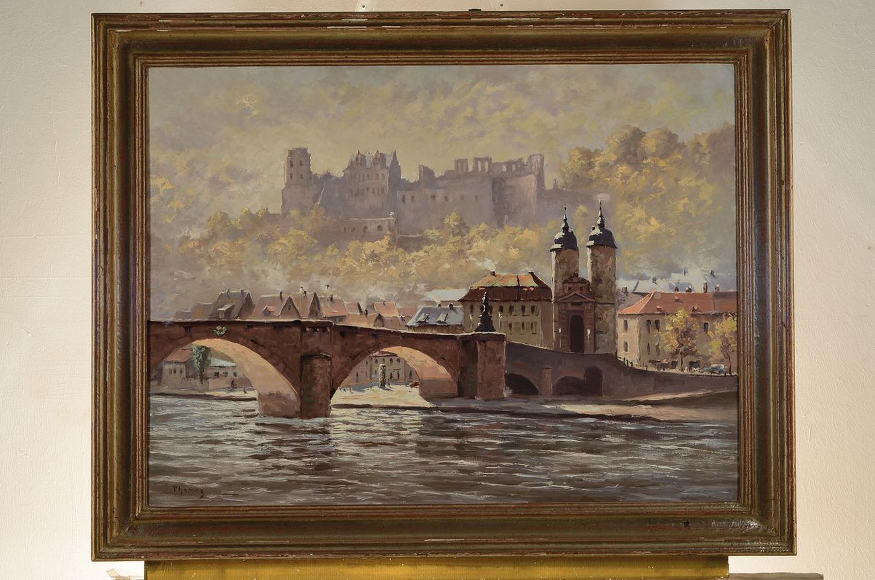 Detail k: Thomas, Künstler Mitte 20. Jh., Idealisierte Ansicht von Heidelberg, Öl/Lwd, signiert, ca.60 x 80 cm, Rahmen