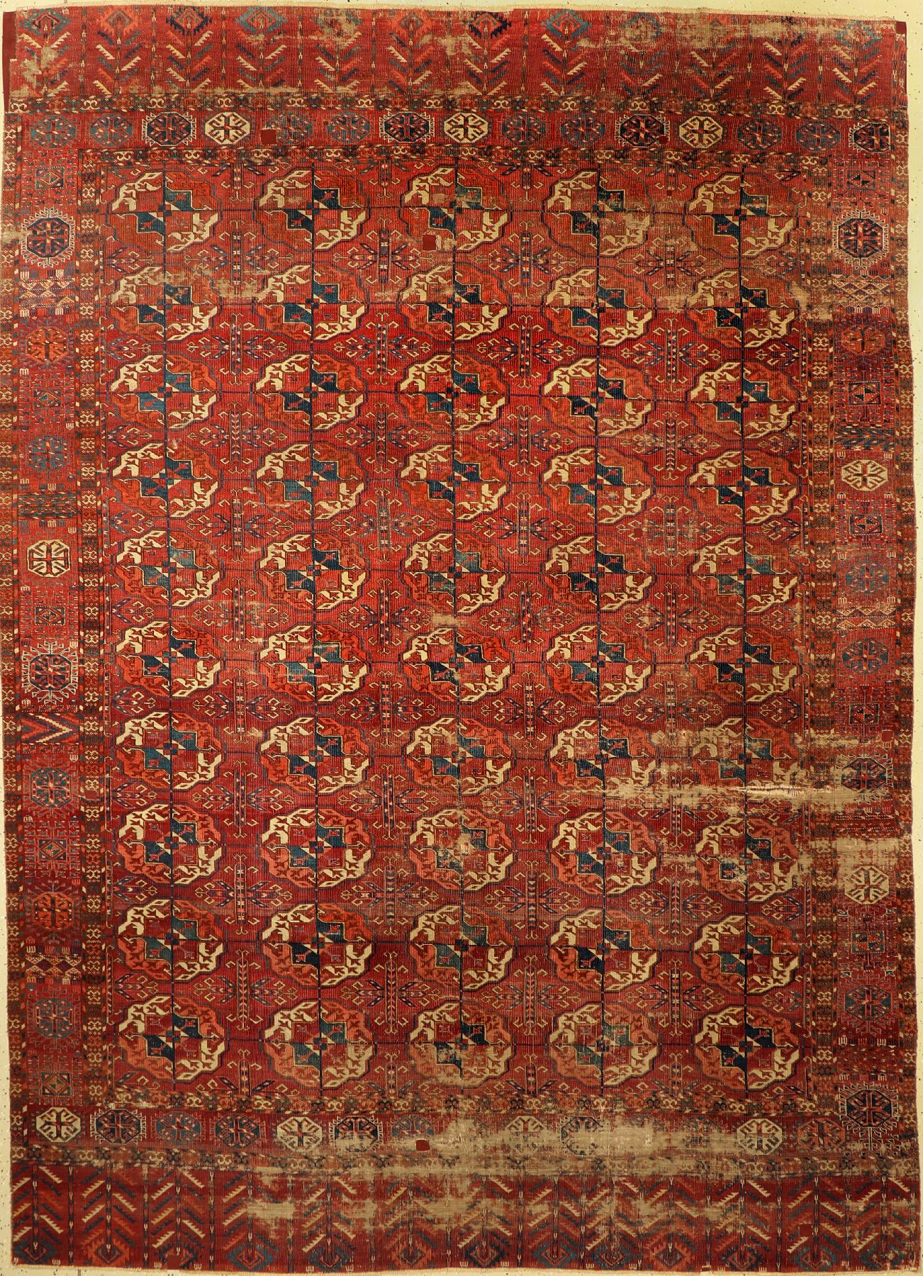 Tekke Hauptteppich antik, Turkmenistan, 19.Jhd, Wolle auf Wolle, ca. 290 x 208 cm, EHZ: 5