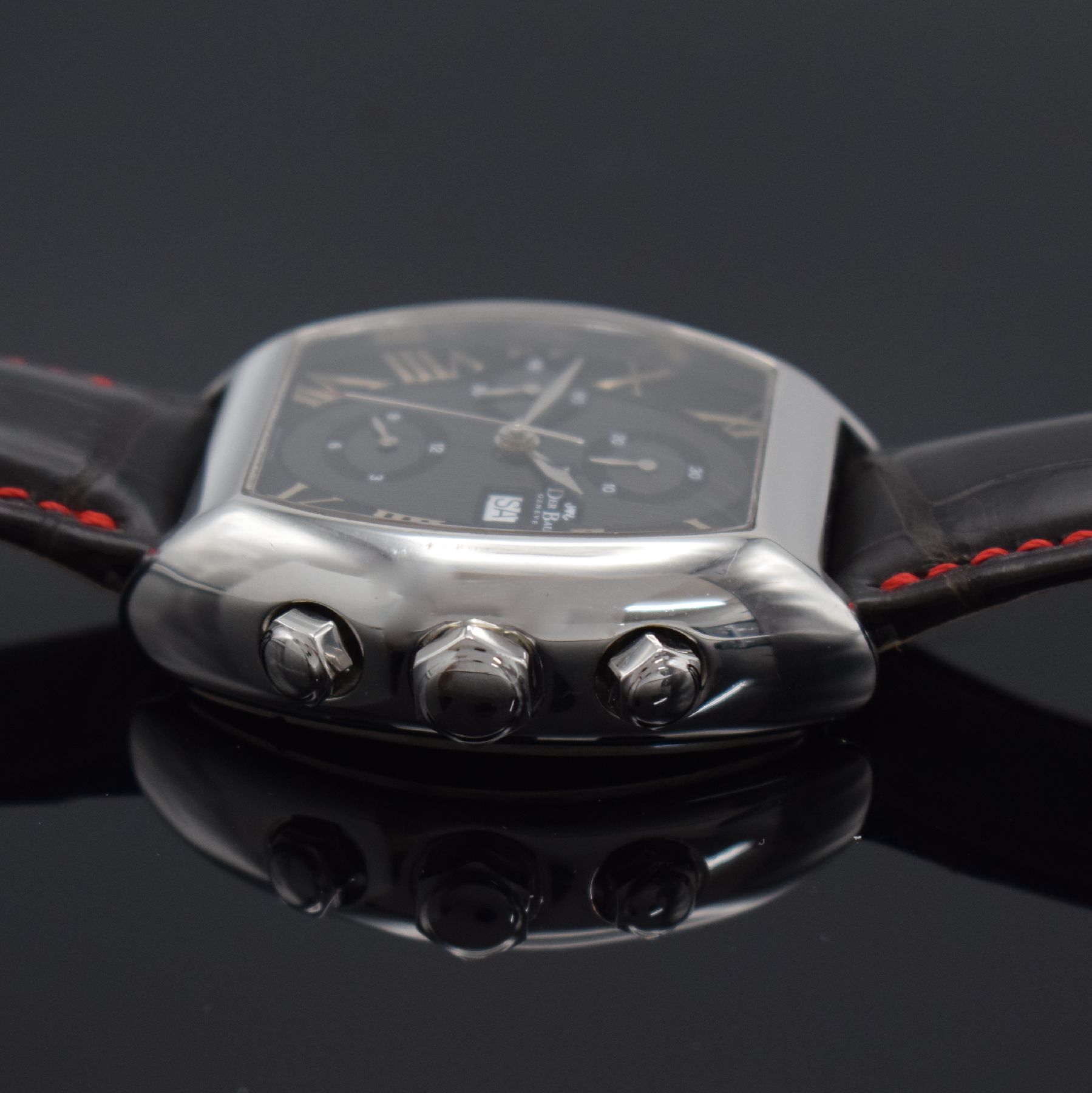 Detail c: VAN DER BAUWEDE Magnum Churchill große Herrenarmbanduhr mit Chronograph, Schweiz um 2010, Automatik, beids. vergl. Gehäuse in Silber 800/000, Boden ...