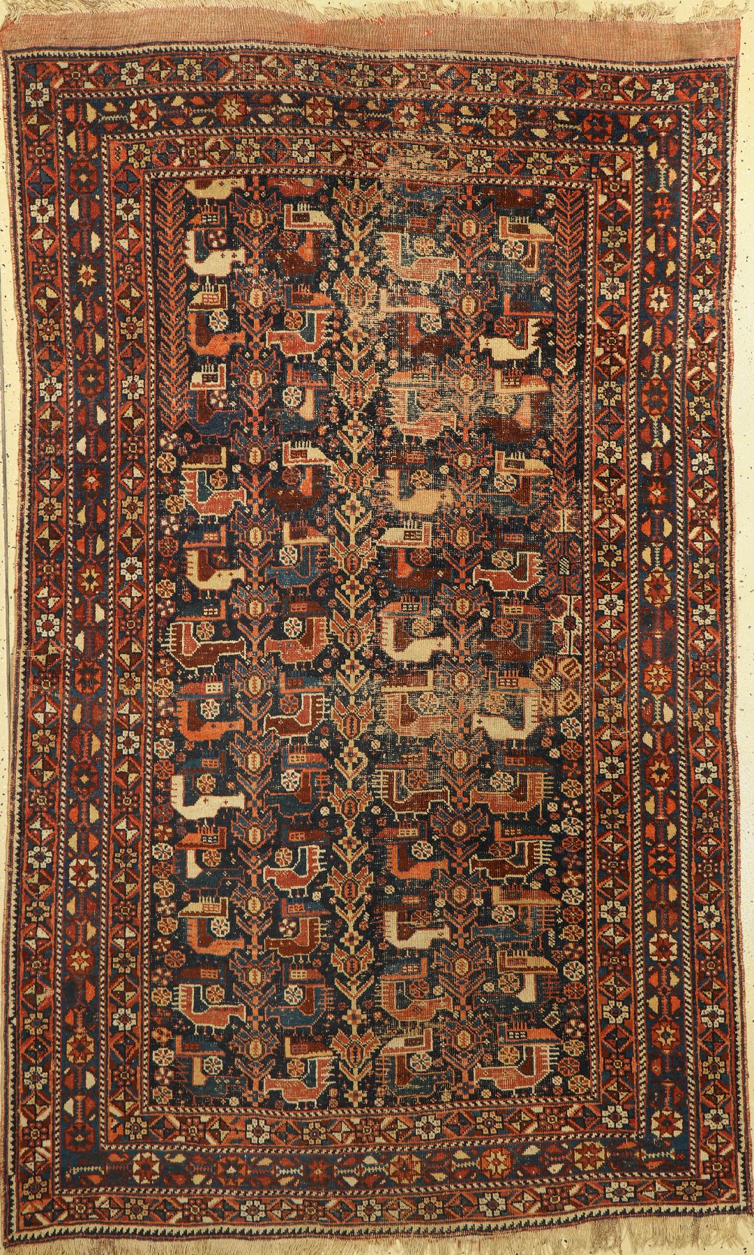 Vogel-Khamseh antik, Persien, um 1900, Wolle auf Wolle, ca. 240 x 145 cm, EHZ: 4