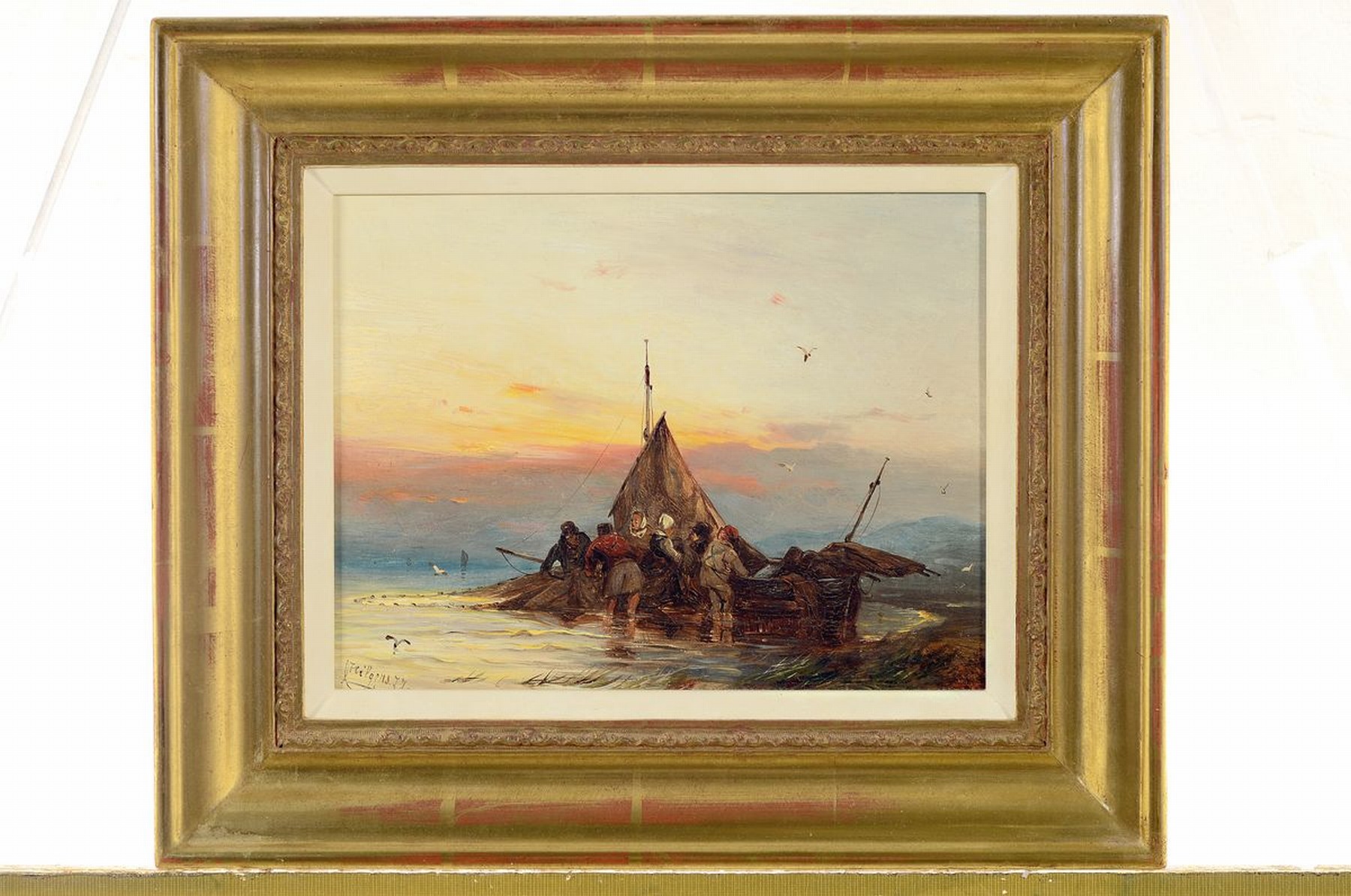 Detail k: Carl Hilgers, 1818-1890 Düsseldorf, Studium an der Akademie Düsseldorf, bevorzugte niederländische und niederrheinische Motive, hier: Entladen des ...