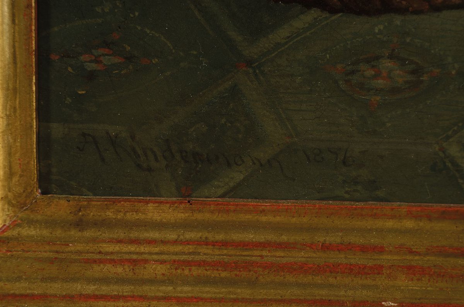 Detail a: Adolph Kindermann, 1823 Lübeck-1892 Hamburg, Junge Frau lesend im Salon, Öl/Lwd, feine lasierende Malerei, links unten signiert und dat. 1876, ca. ...