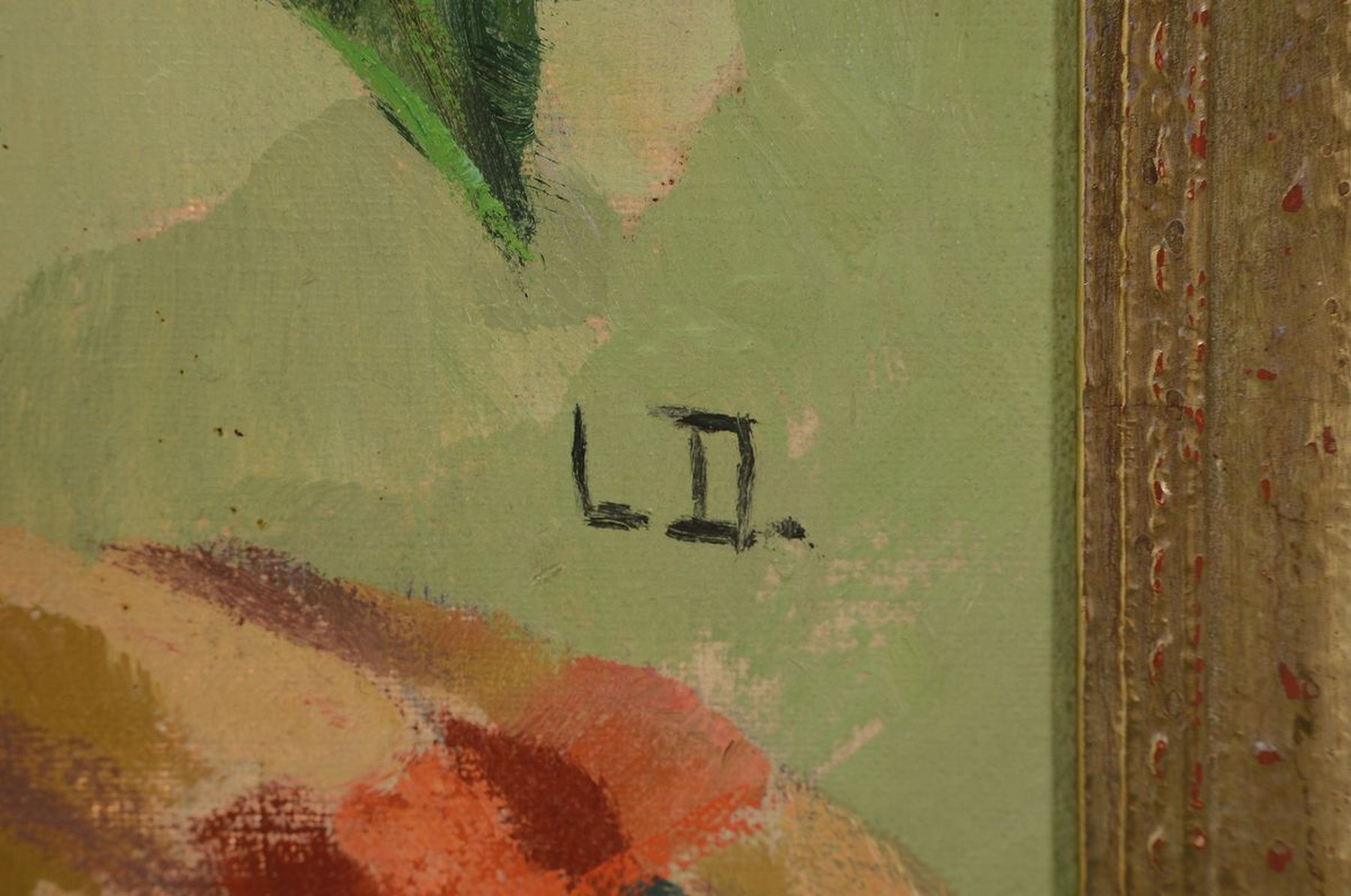 Detail a: Luise Deicher, 1891 Waiblingen-1973, Studium an der Akademie Stuttgart bei Hölzel und Altherr, hier: Blumenstillleben, Öl/Lwd, rechts unten ...