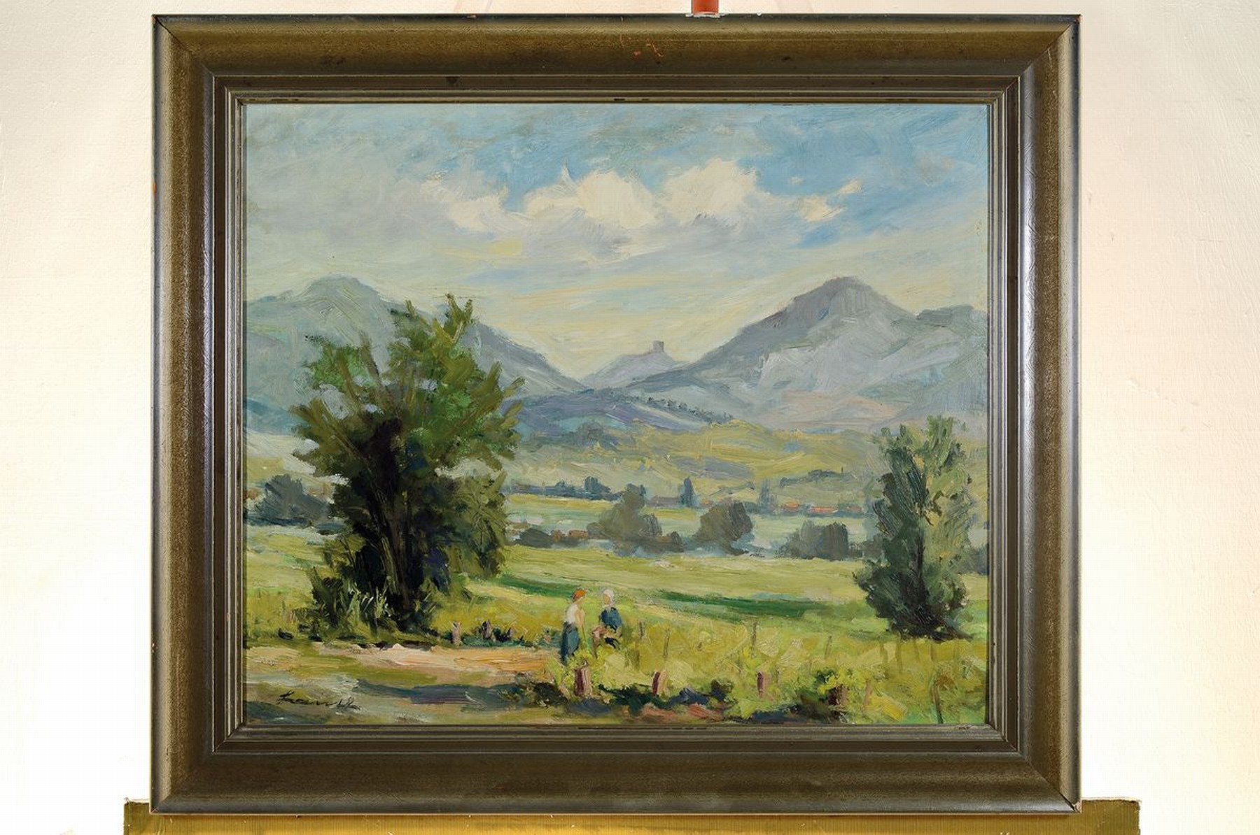 Detail k: Robert Lauth, 1896-1985 Ludwigshafen am Rhein, Landschaft in der Südpfalz mit Blick auf den Trifels, Öl/Hartfaser, links unten signiert, ca. ...