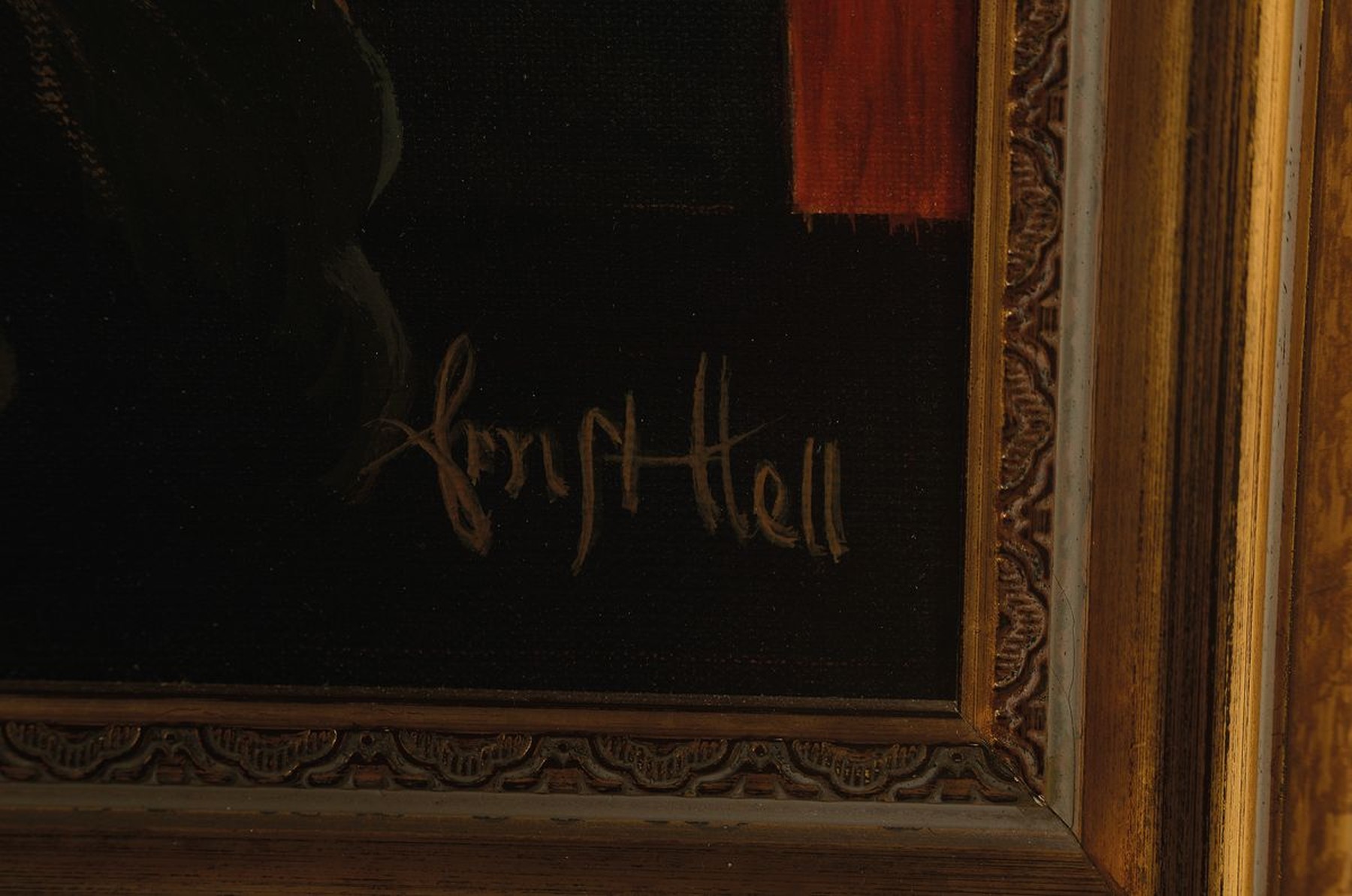 Detail a: Ernst Hell, Künstler des 20.Jh.: Kopie nach Jan Davidsz de Heem (1606-1684), gefällige Kopie nach Blumenstillleben mit Totenkopf und Kruzifix (um ...