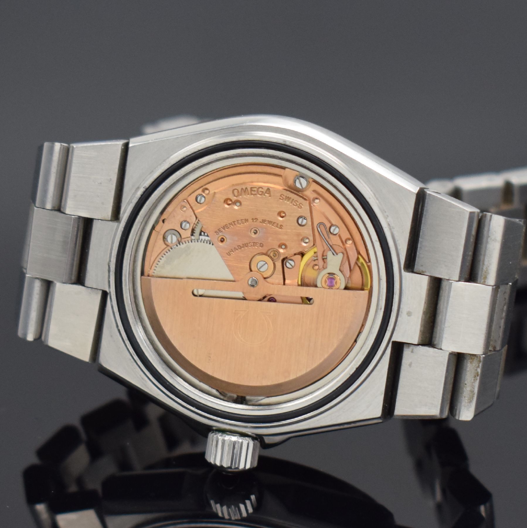 Detail j: OMEGA Seamaster sehr seltene sogenannte Baby Ploprof Herrenarmbanduhr mit silbernem Zifferblatt Referenz 166.0251 / 366.0858, Schweiz um 1979, ...