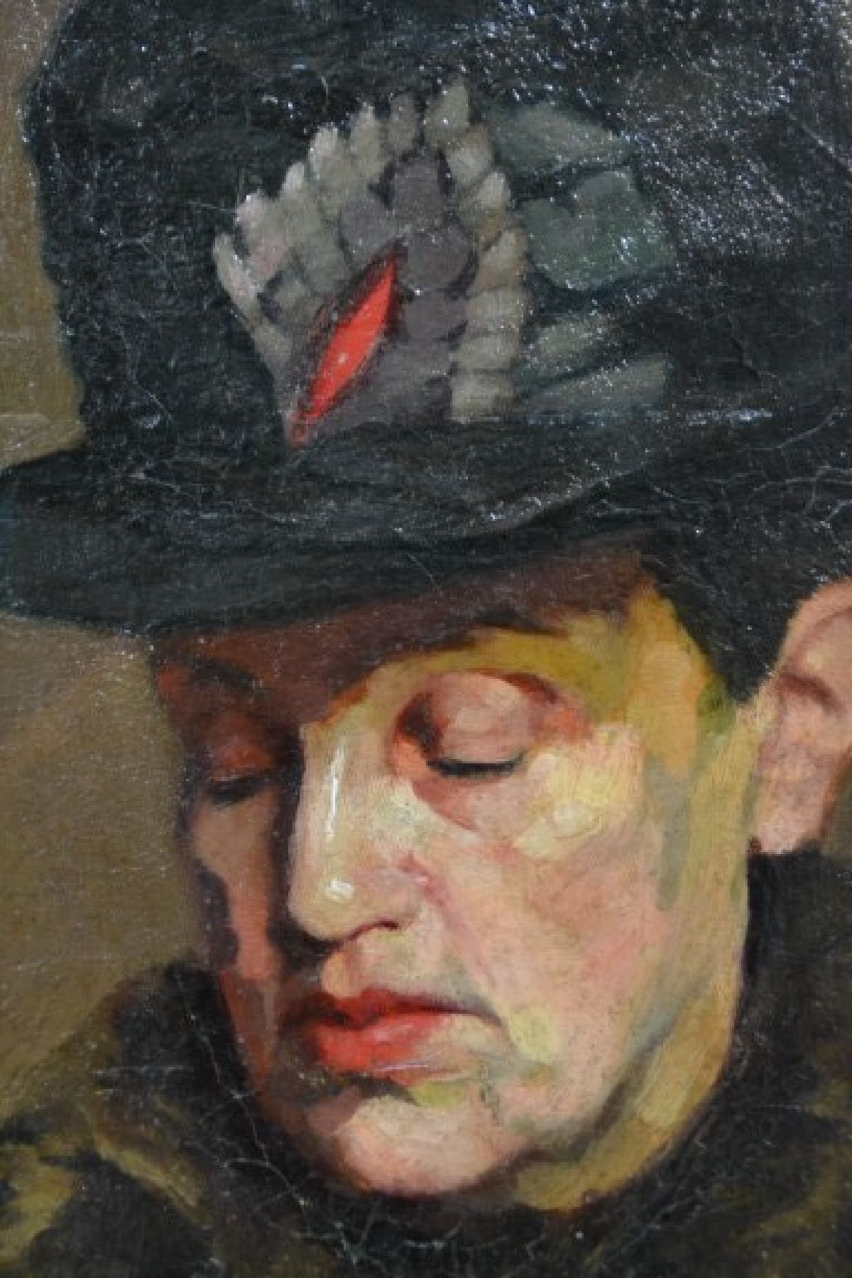 Detail c: Ungedeuteter Künstler um 1900/Anfang 20.Jh., Umkreis Wilhelm Leibl, Kniestück einer distinguierten Dame im fortgeschrittenen Alter, Zeitung lesend ...