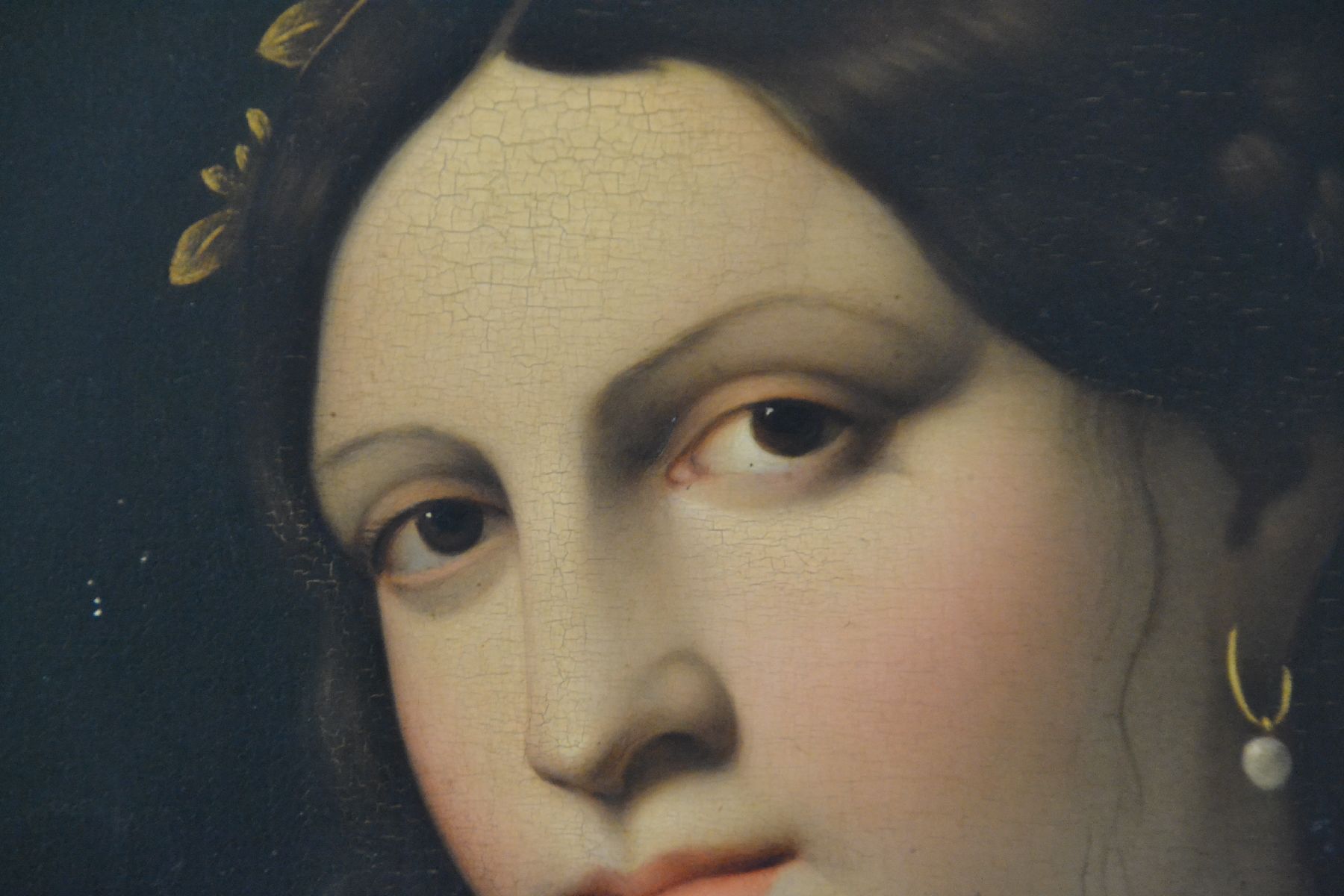 Detail b: Unbekannter Kopist des fortgeschrittenen, 19.Jh.: "La Fornarina" des Sebastiano del Piombo (um 1485-1547), nach dem Original des ...
