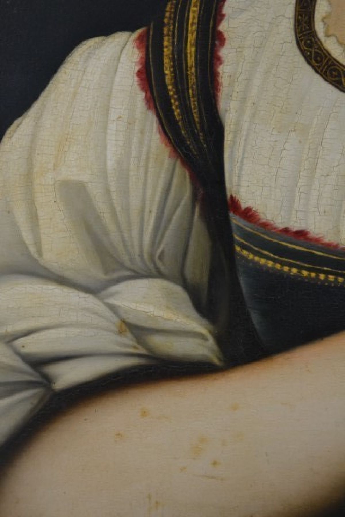 Detail d: Unbekannter Kopist des fortgeschrittenen, 19.Jh.: "La Fornarina" des Sebastiano del Piombo (um 1485-1547), nach dem Original des ...