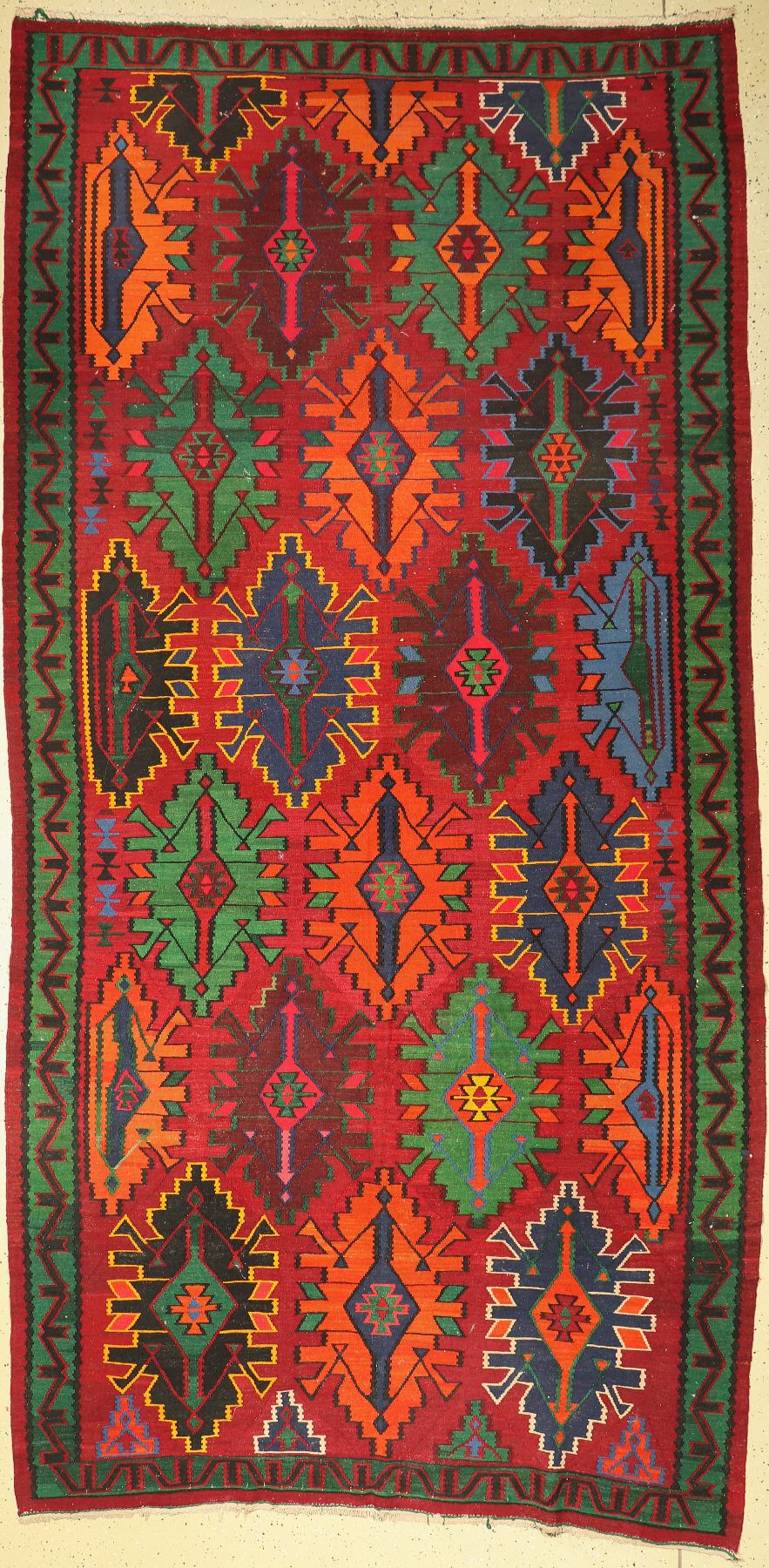 Azeri Kelim, Azerbaijan, um 1960, Wolle aufBaumwolle, ca. 363 x 180 cm, EHZ: 2
