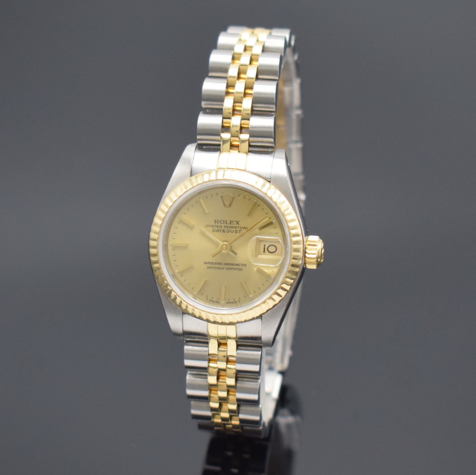 ROLEX Oyster Perpetual Datejust Damenarmbanduhr Referenz 69173 in Stahl/Gold, Schweiz verk. lt. beil. Pap. 07/1985, Automatik, Chronometer der ...