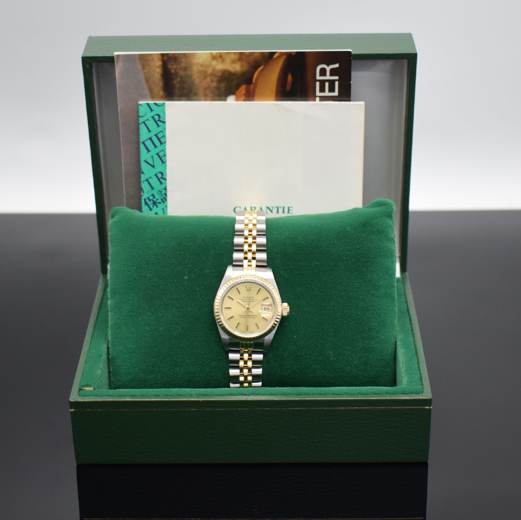 Detail g: ROLEX Oyster Perpetual Datejust Damenarmbanduhr Referenz 69173 in Stahl/Gold, Schweiz verk. lt. beil. Pap. 07/1985, Automatik, Chronometer der ...
