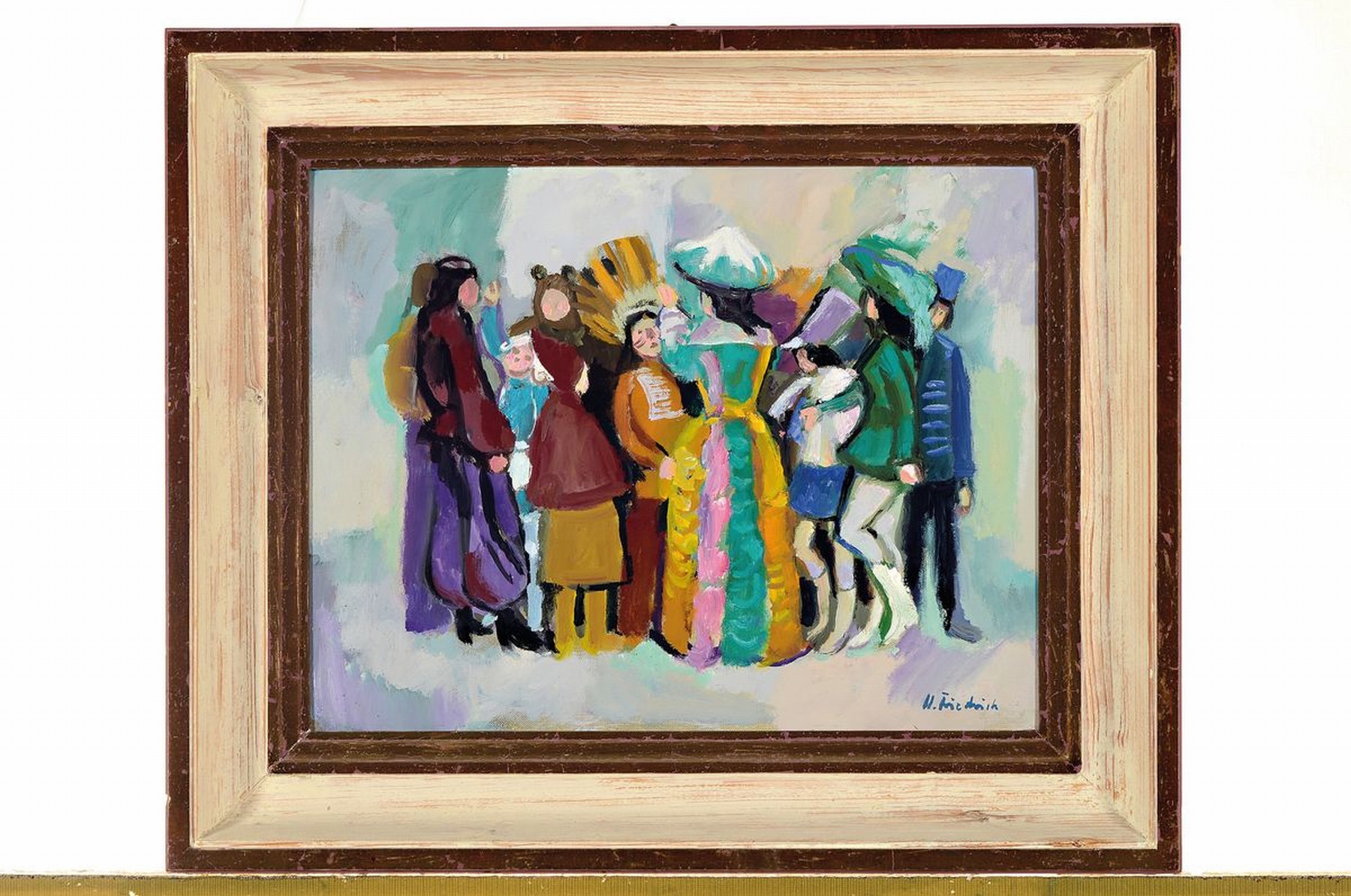 Detail k: Heinz Friedrich, 1924-2018 Schwetzingen, Kinderkarneval, Öl/Malkarton, rechts unten signiert, ca. 30x38cm, R. ca. 41x49cm