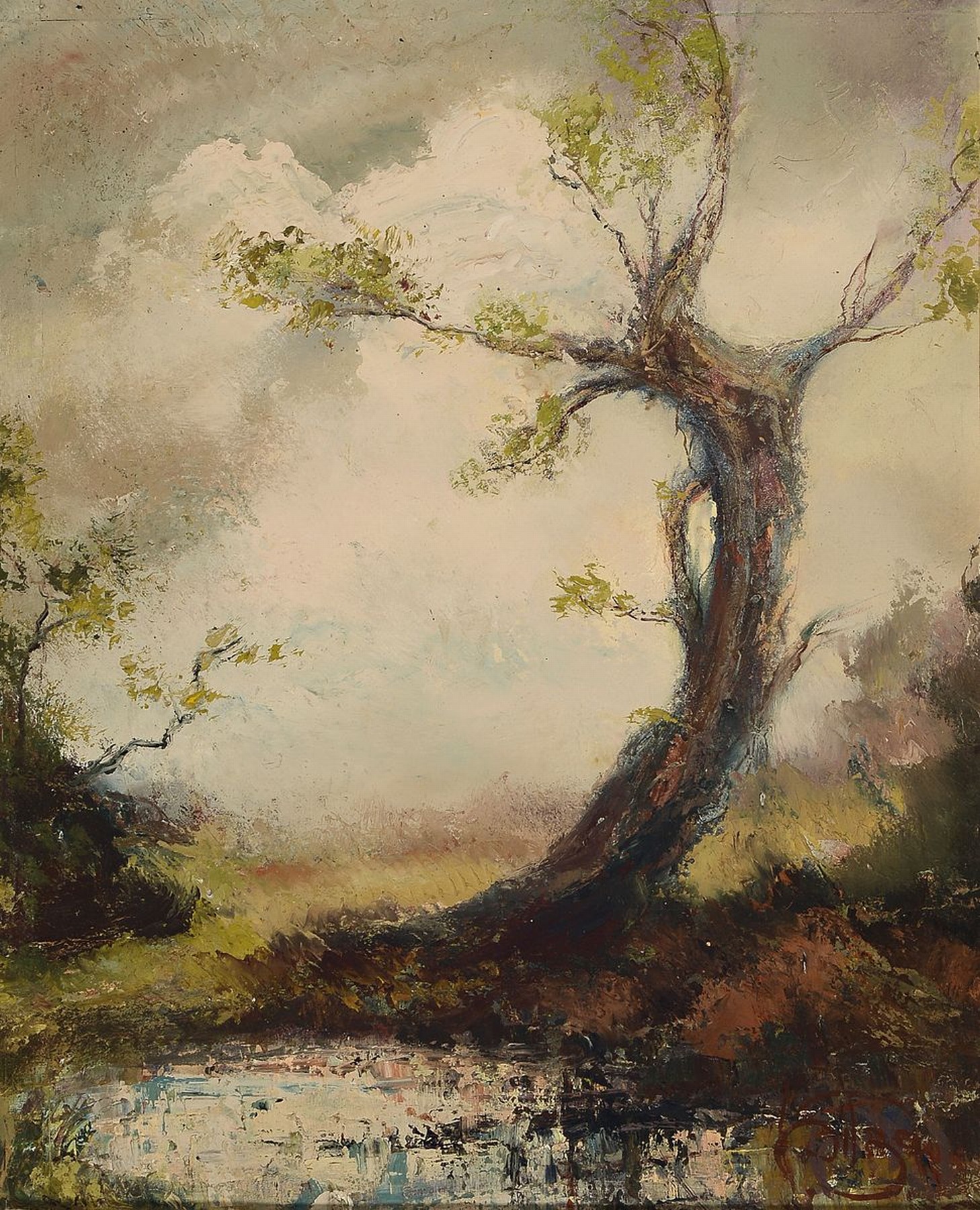 Karl Philipp Spitzer, 1887-1954 Speyer, knorriger Baum, Öl/Malkarton, rechts unten signiert, ca. 59x48cm, R. ca. 75x63cm