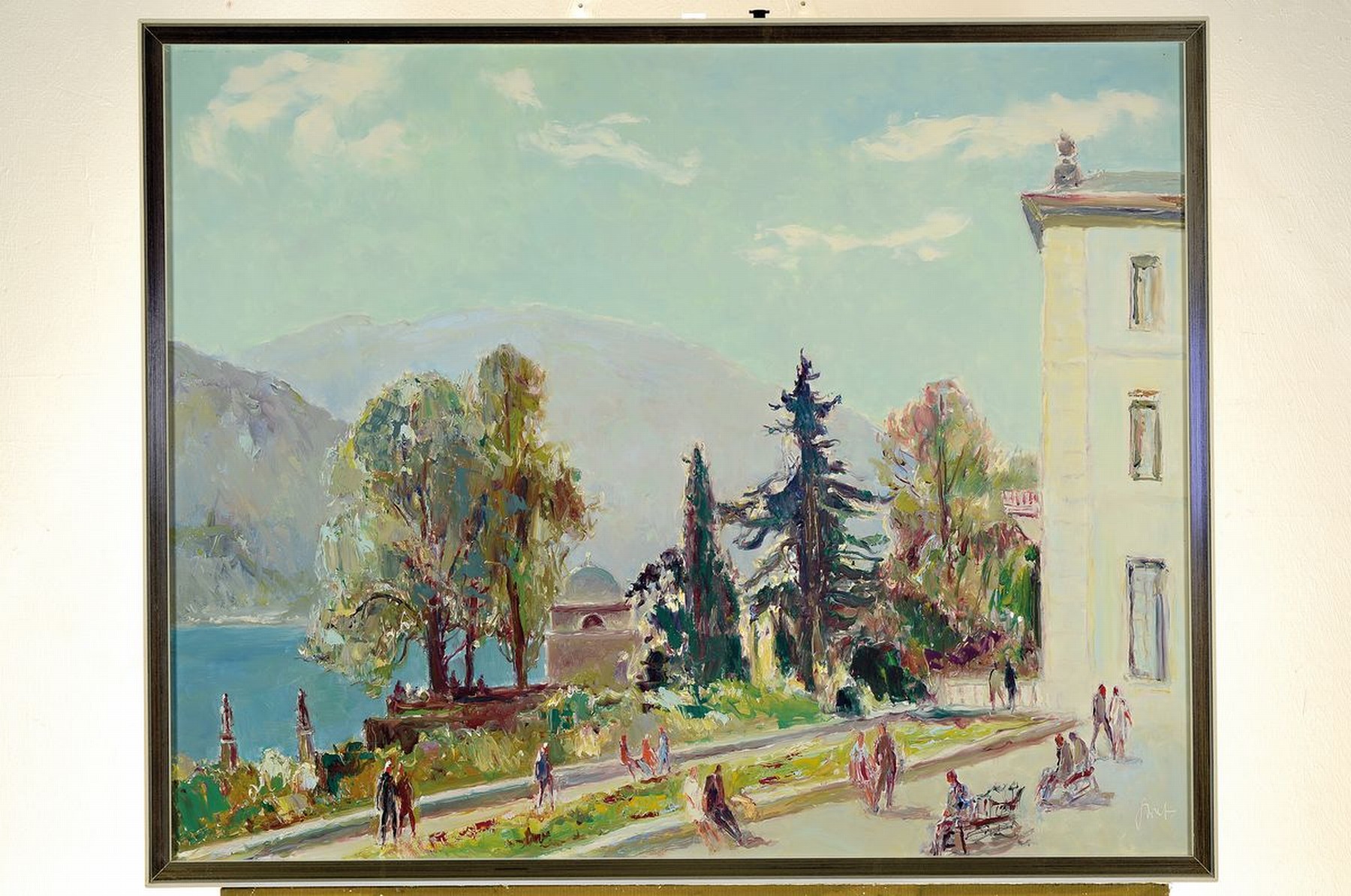 Detail k: Karl Graf, 1902-1986 Speyer, Como-Villa Carotta, Öl/Hartfaser, rechts unten sign., rückseitig betitelt und dat. 1982, ca. 68x85 cm, R. ca. 70x87cm