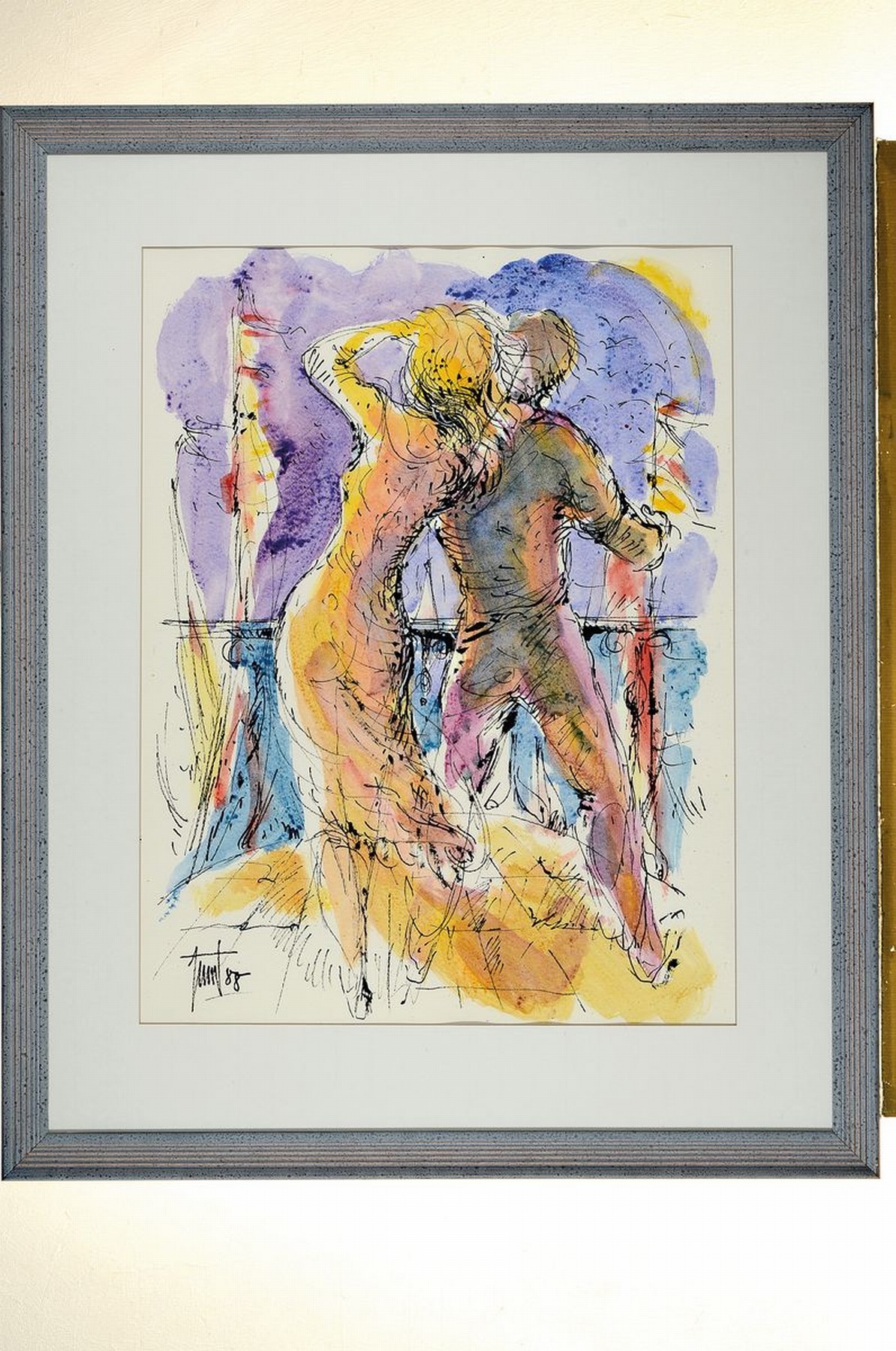 Detail k: Georg Günther Zeuner, 1923 Dresden-2011 Speyer, Erster Urlaubsmorgen, Filzstift und Aquarell auf Papier, links unten sign. und dat. 88, rückseitig ...
