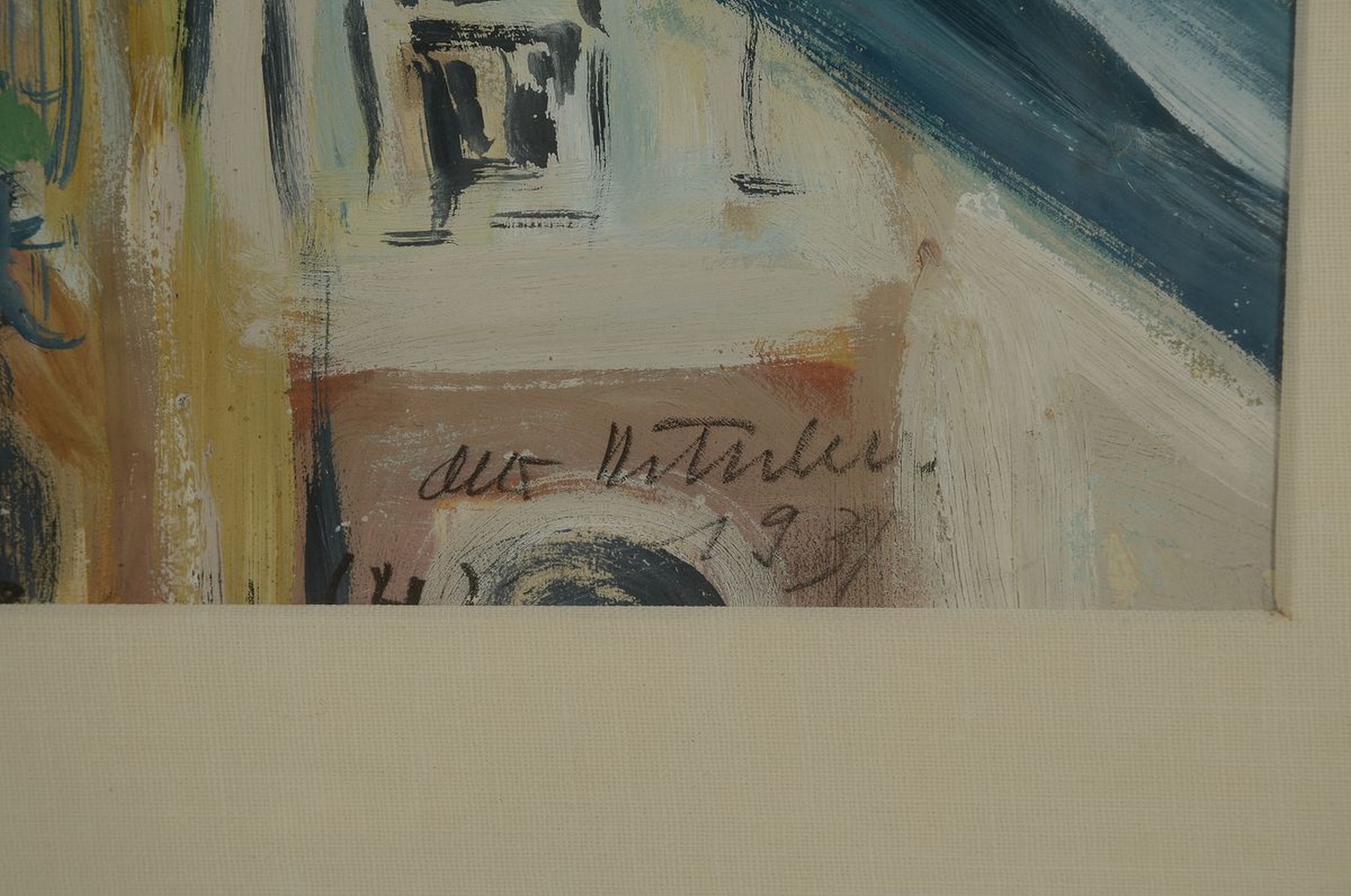 Detail a: Otto Ditscher, 1904-1987 Neuhofen, Blick auf eine Kirche, Gouache auf Papier, rechts unten signiert und dat. 1931, ca. 48x37cm, PP, u.Gl., R. ca. ...