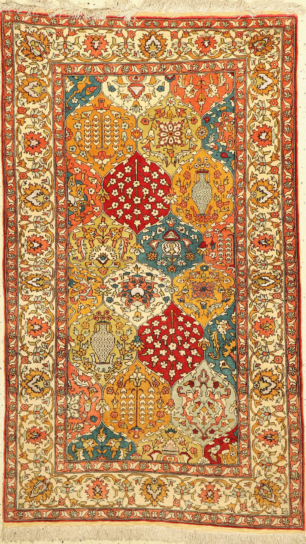 Kayseri Seide fein, Türkei, um 1960, reine Naturseide(Metallbroschiert), ca. 149 x 87 cm, EHZ: 2