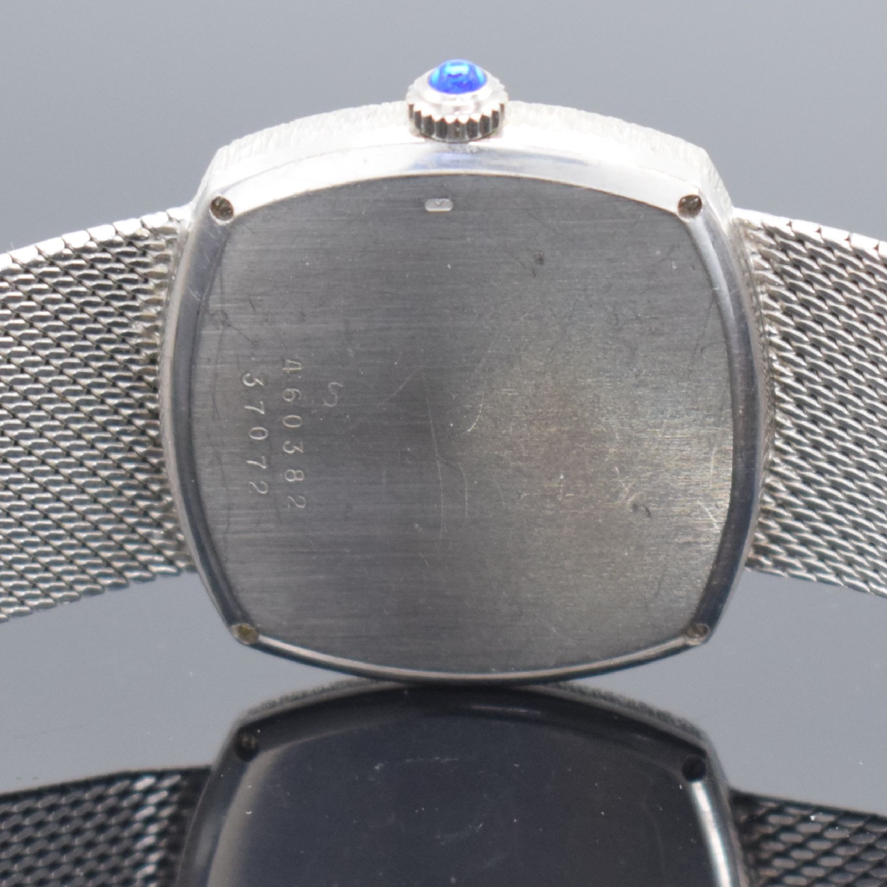 Detail b: BAUME & MERCIER Baumatic Armbanduhr in WG 750/000, Schweiz um 1980, Automatik, Geh. an Goldband in WG 750/000, Boden 4-fach verschr., Schmuckkrone, ...