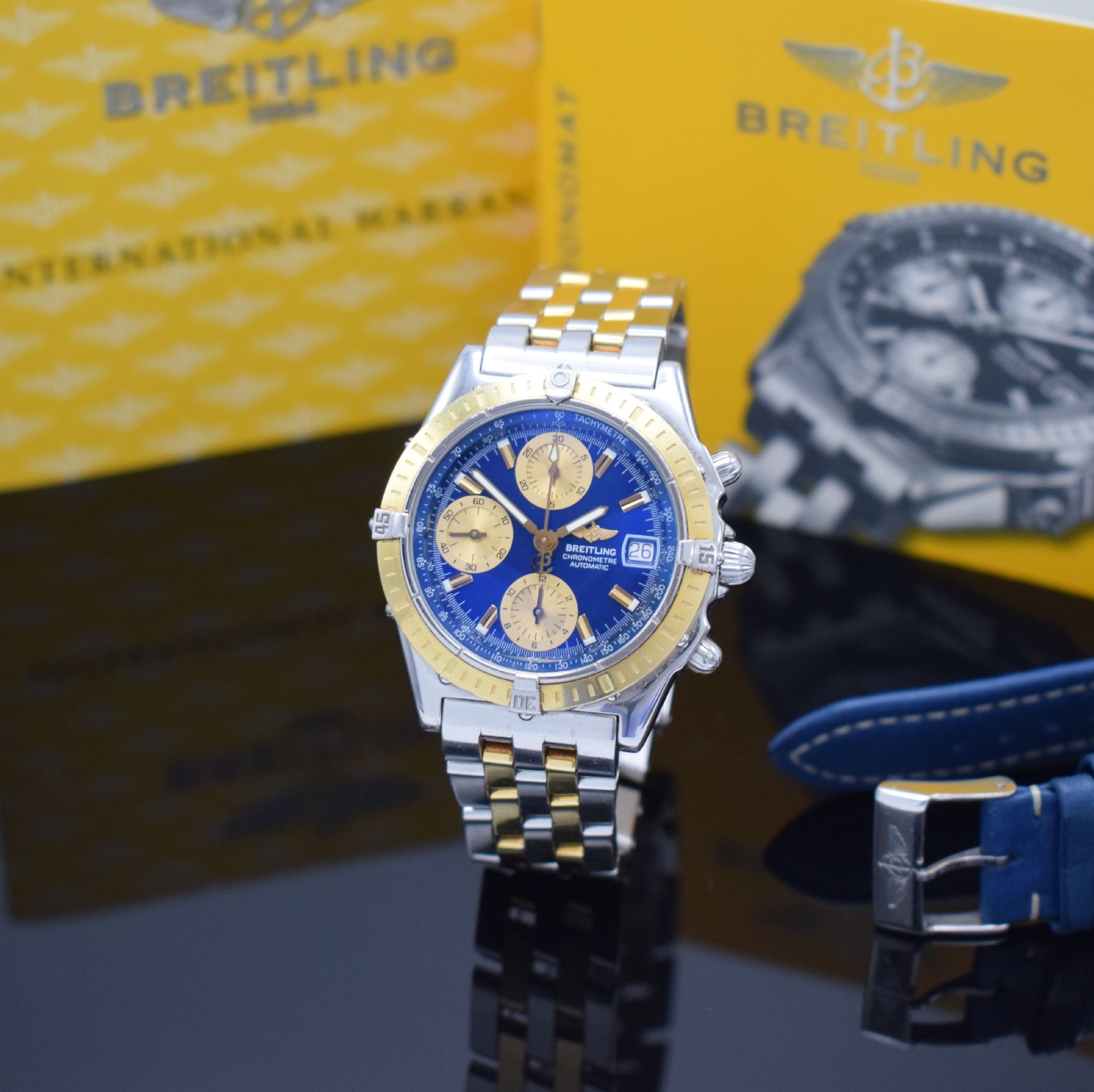 BREITLING Chronomat Herrenarmbanduhr mit Chronograph in Chronometerqualität, Schweiz verk. lt. beil. Pap. 12/2003, Automatik, Ref. D13352, ...