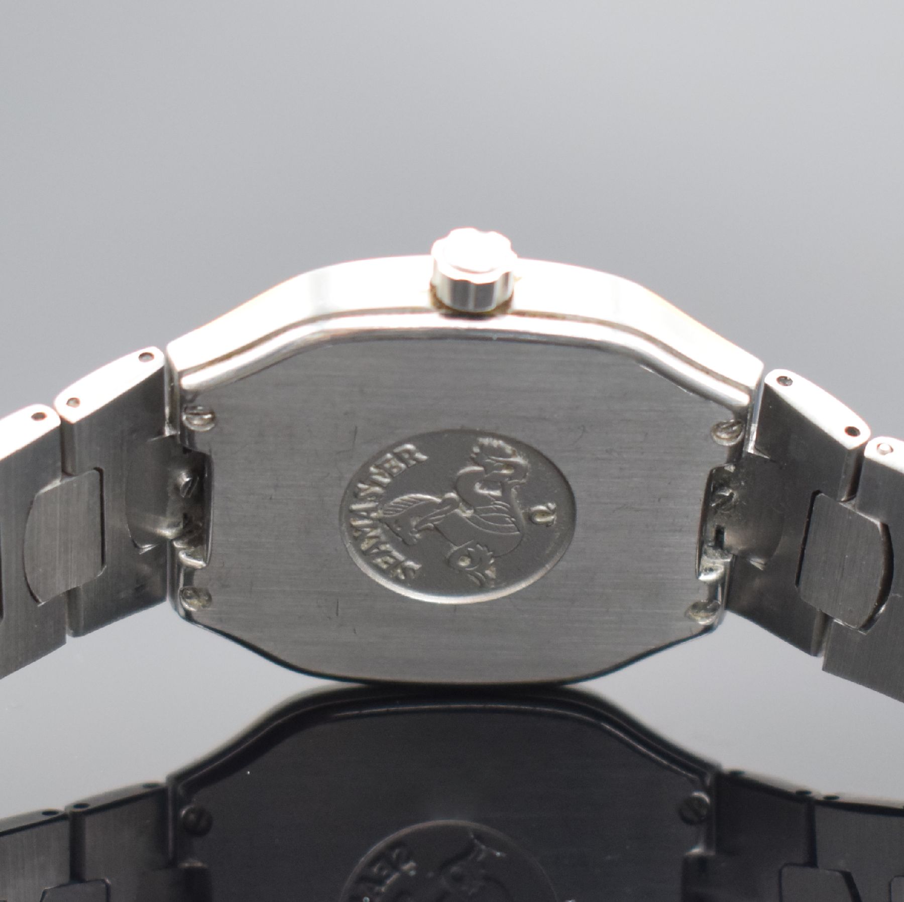 Detail f: OMEGA Seamaster Polaris Herrenarmbanduhr mit Multifunktionen, Schweiz um 1985, quarz mit digitaler & analoger Anzeige, Edelstahl teils m. Gold ...