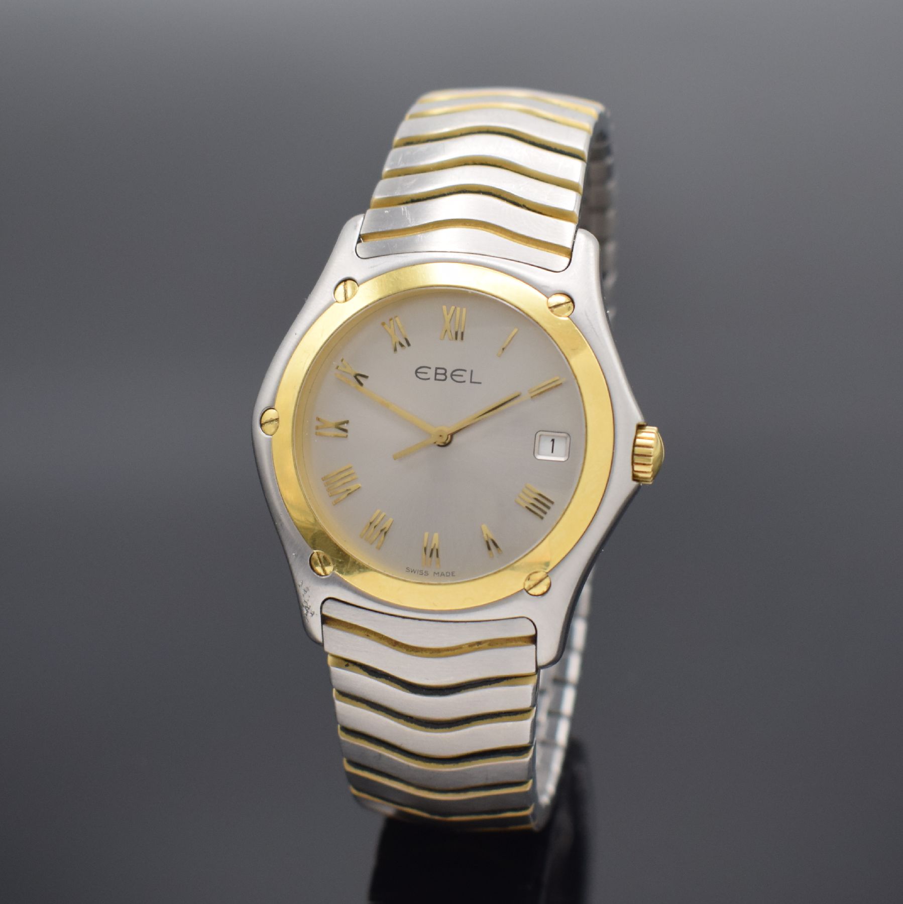 EBEL Classic Wave Herrenarmbanduhr, Schweiz um 2000, Ref. 118F41, quarz, Edelstahl/Gold komb. inkl. orig. Gliederband m. dopp. Faltschl., Lünette ...