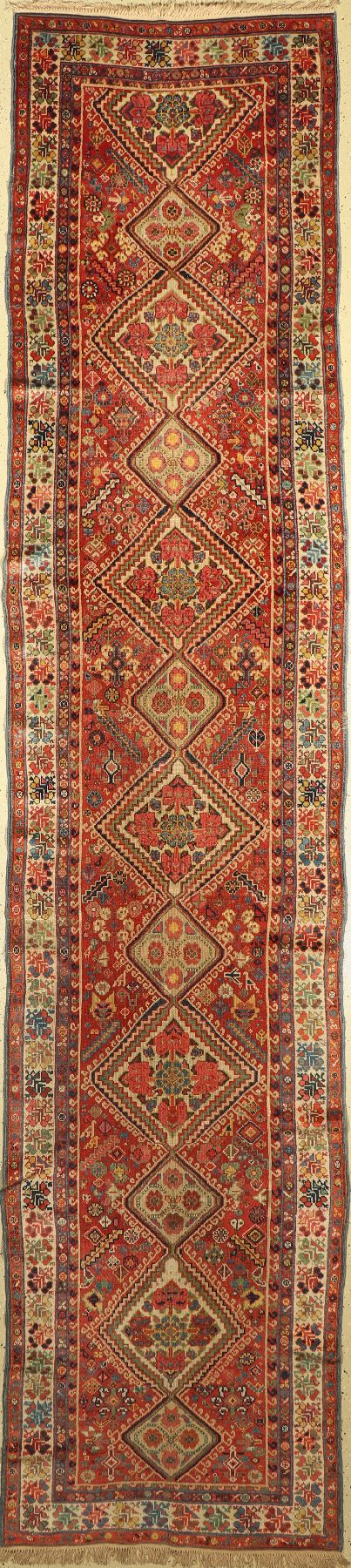 Shasavan antik, Nordwest-Persien, um 1900, Wolle auf Wolle, ca. 475 x 105 cm, EHZ: 3-4