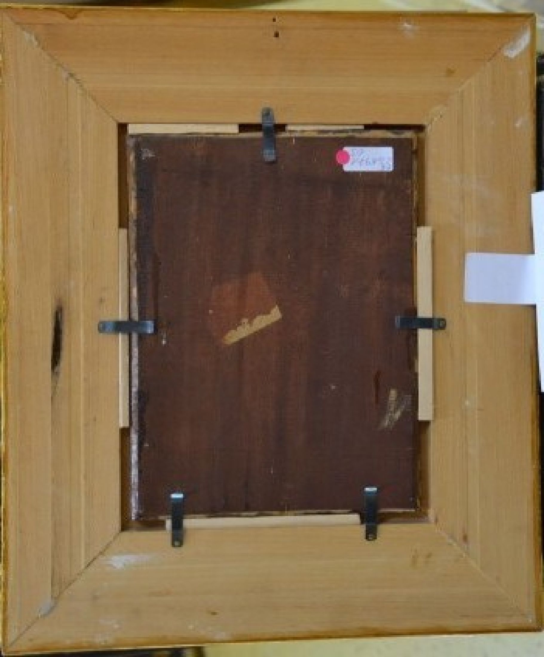 Detail e: Unbekannter Künstler, deutsch, um 1900, Hund im Hühnerstall, Öl/Holz, ca. 27x20cm, R. ca. 45x38cm