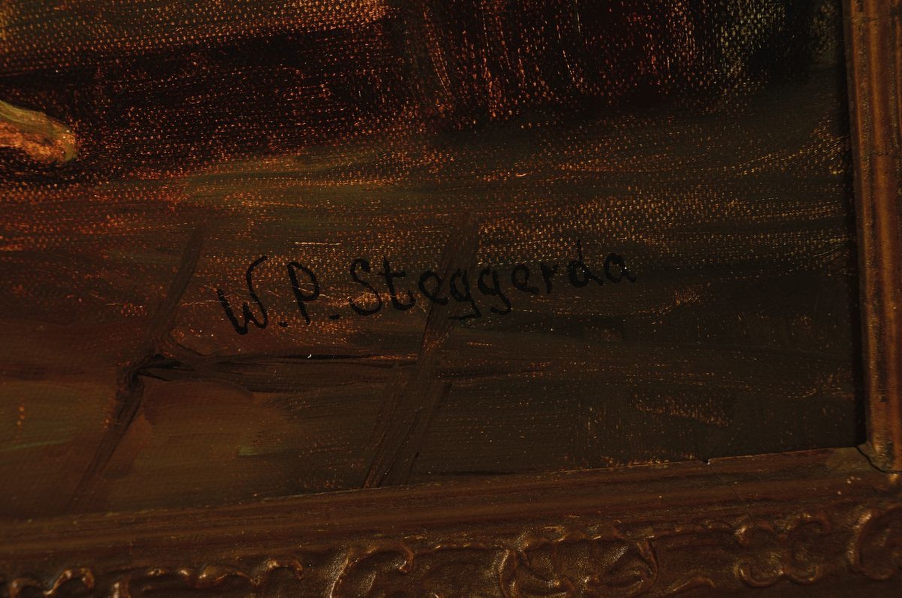 Detail a: Willem Petrus Steggerda, 1907-1945, Mutter mit Kindern in der Stube, Öl/Lwd, rechts unten signiert, ca. 50x70cm, R. ca. 70x90cm