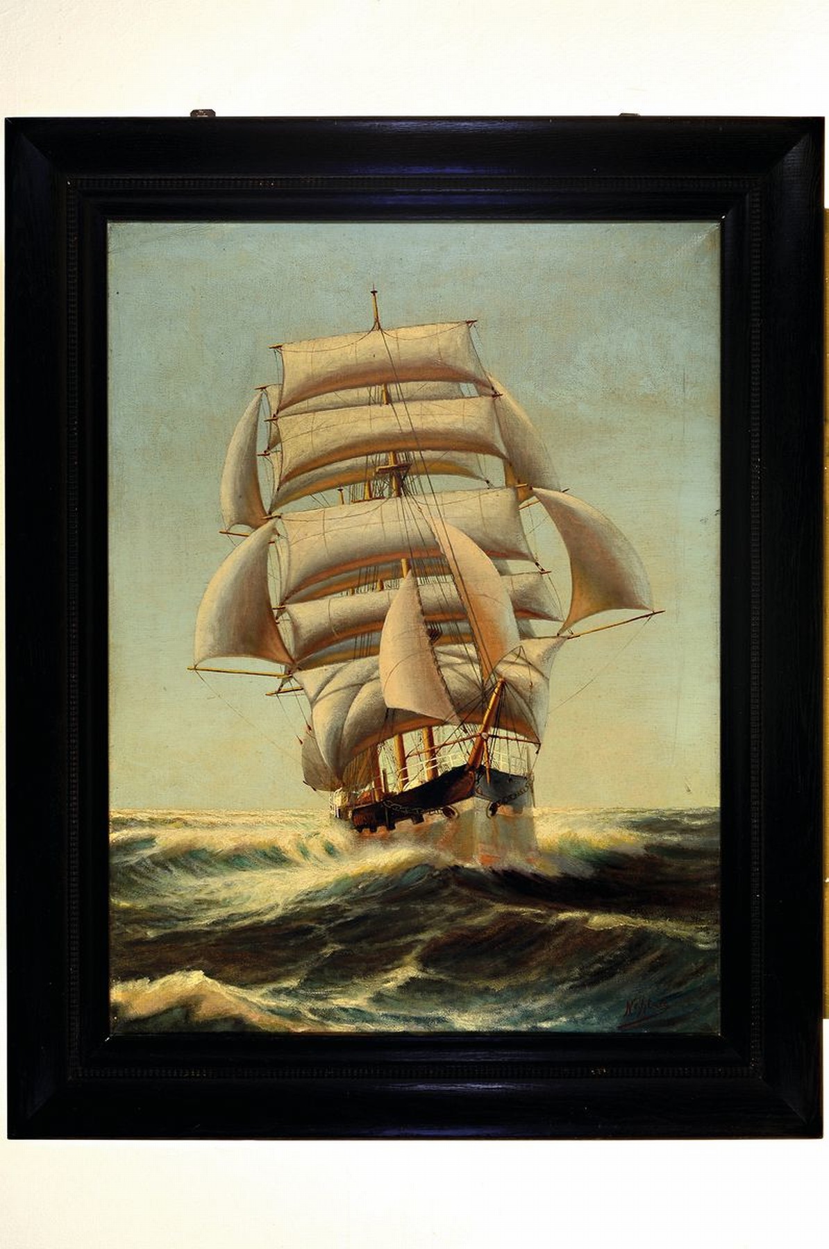 Detail k: Nejhtari, Künstler des 20.Jh., Umkreis Düsseldorfer Schule, Segelschiff "Bristol" in voller Fahrt, Öl/Lwd, rechts unten signiert, ...