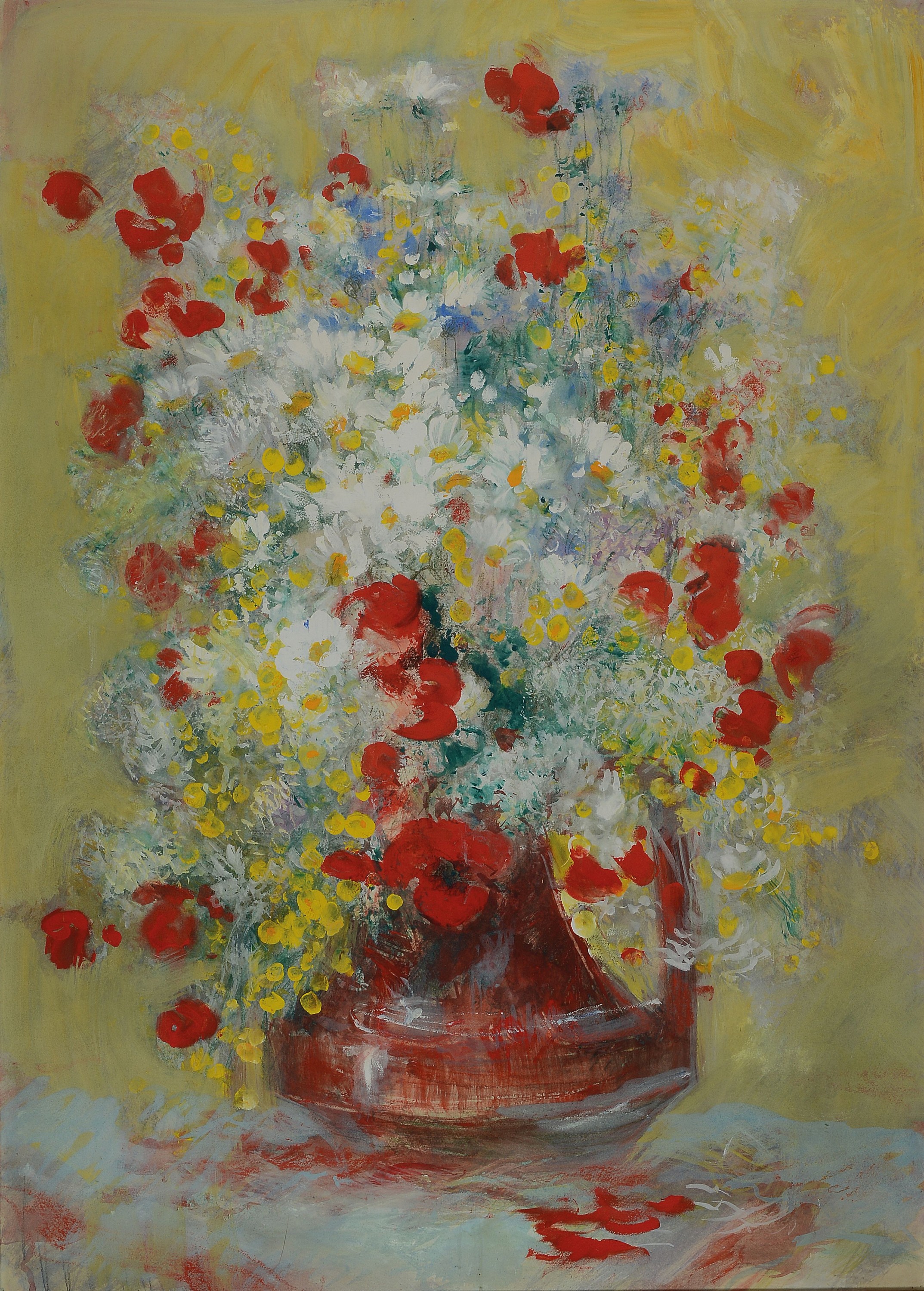 Carolus Vocke, 1899 Heilbronn-1979 Mannheim,Grosses Blumenstillleben, Gouache auf Papier, ca. 88x62cm, rückseitig signiert, u.Gl., R. ca. 100x74cm