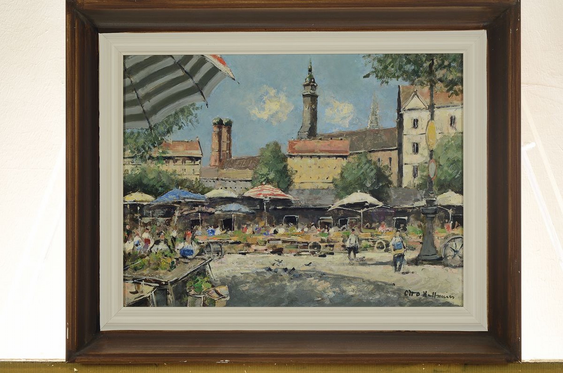 Detail k: Otto Hellmeier, 1908-1996 Weilheim, München Viktualienmarkt, rückseitig so betitelt und dat. 1989, Öl/Hartfaser, rechts unten signiert, ca. ...