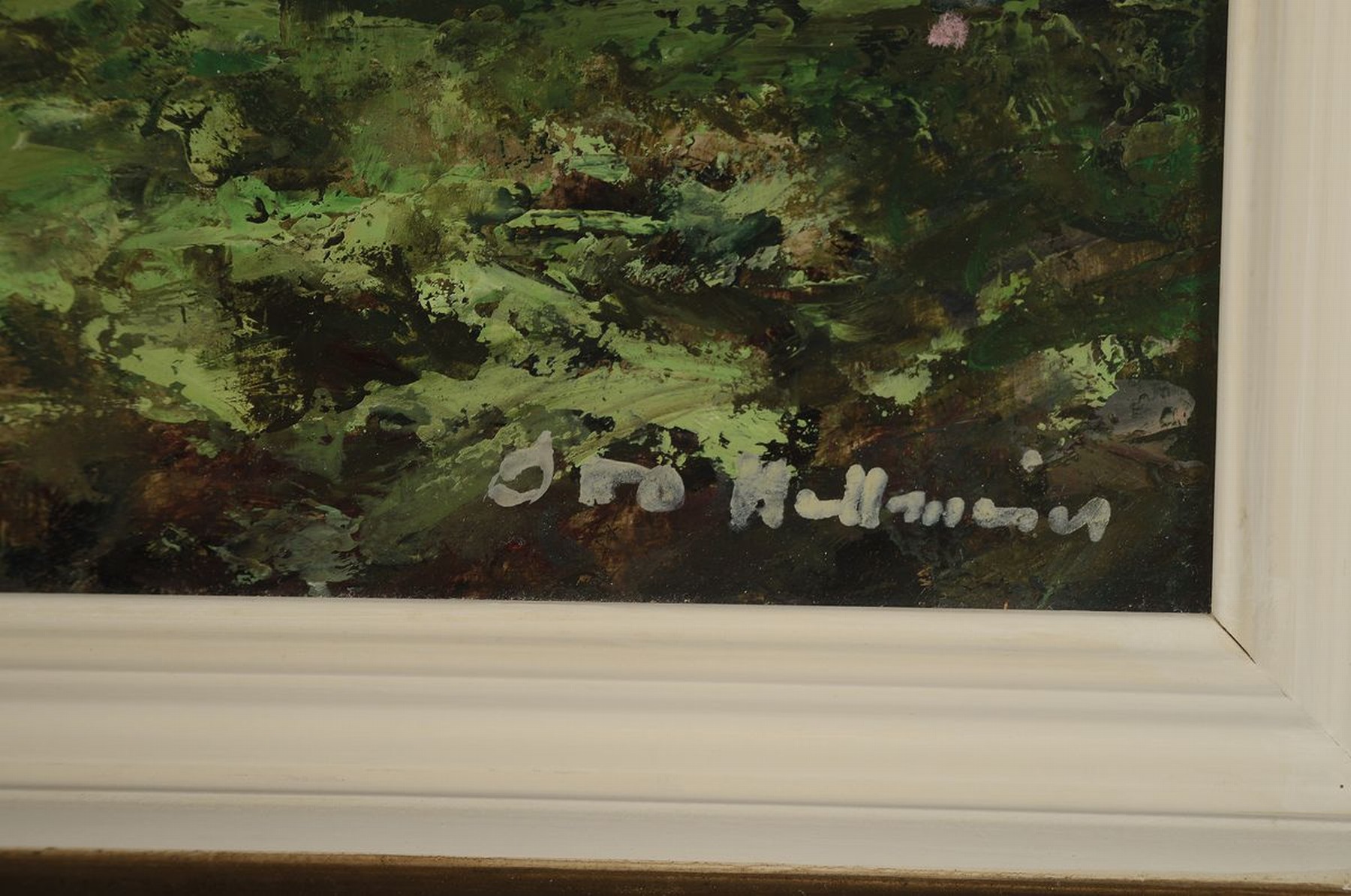 Detail a: Otto Hellmeier, 1908-1996 Weilheim, 2 Arbeiten in Öl/Hartfaser, beide rechts unten signiert und auf der Rückseite betitelt, 1) Baumblüte ...