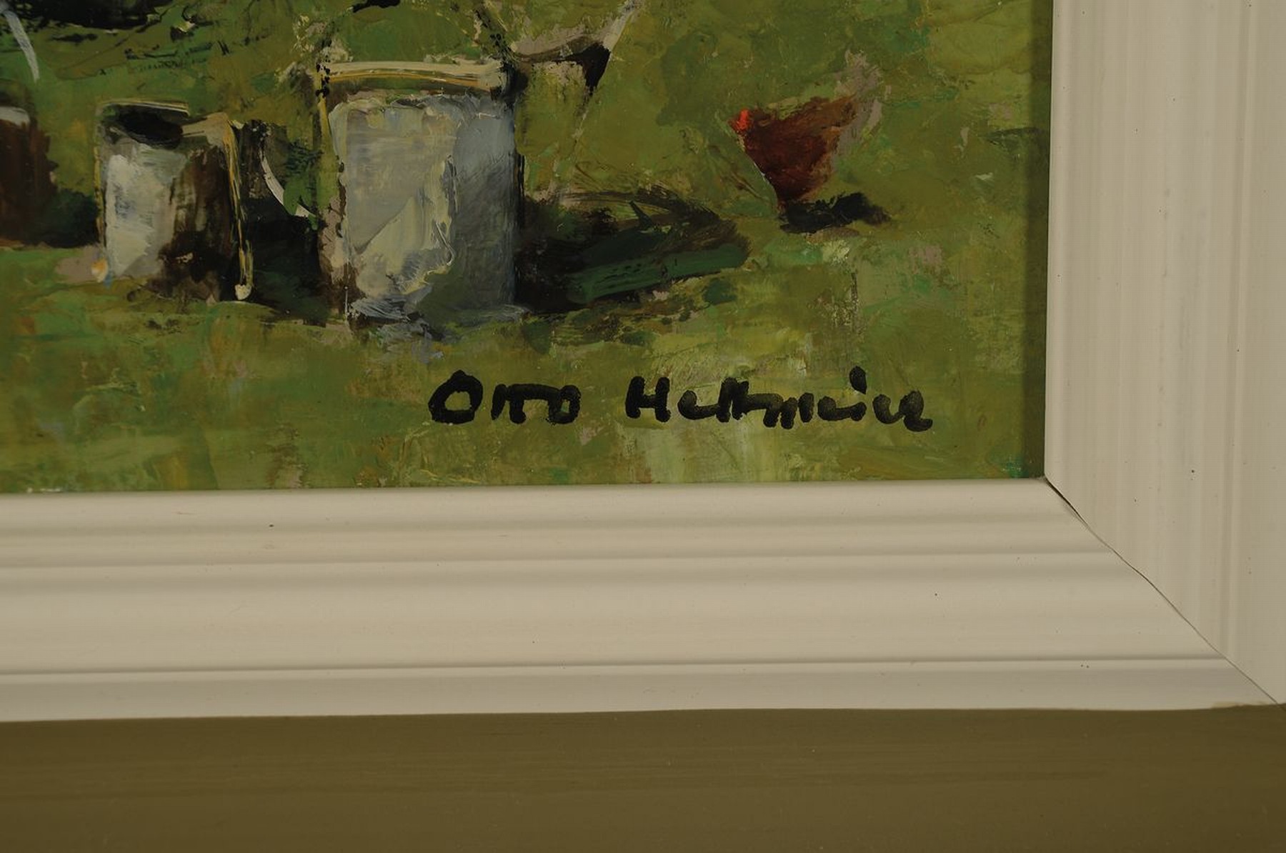 Detail c: Otto Hellmeier, 1908-1996 Weilheim, 2 Arbeiten in Öl/Hartfaser, beide rechts unten signiert und auf der Rückseite betitelt, 1) Baumblüte ...