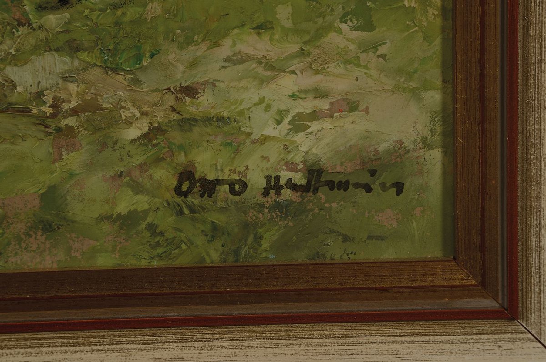 Detail a: Otto Hellmeier, 1908-1996 Weilheim, Tiroler Hinterhof, rückseitig so betitelt, Öl/Hartfaser, rechts unten signiert, ca. 60x40cm, R. ca. 70x50cm