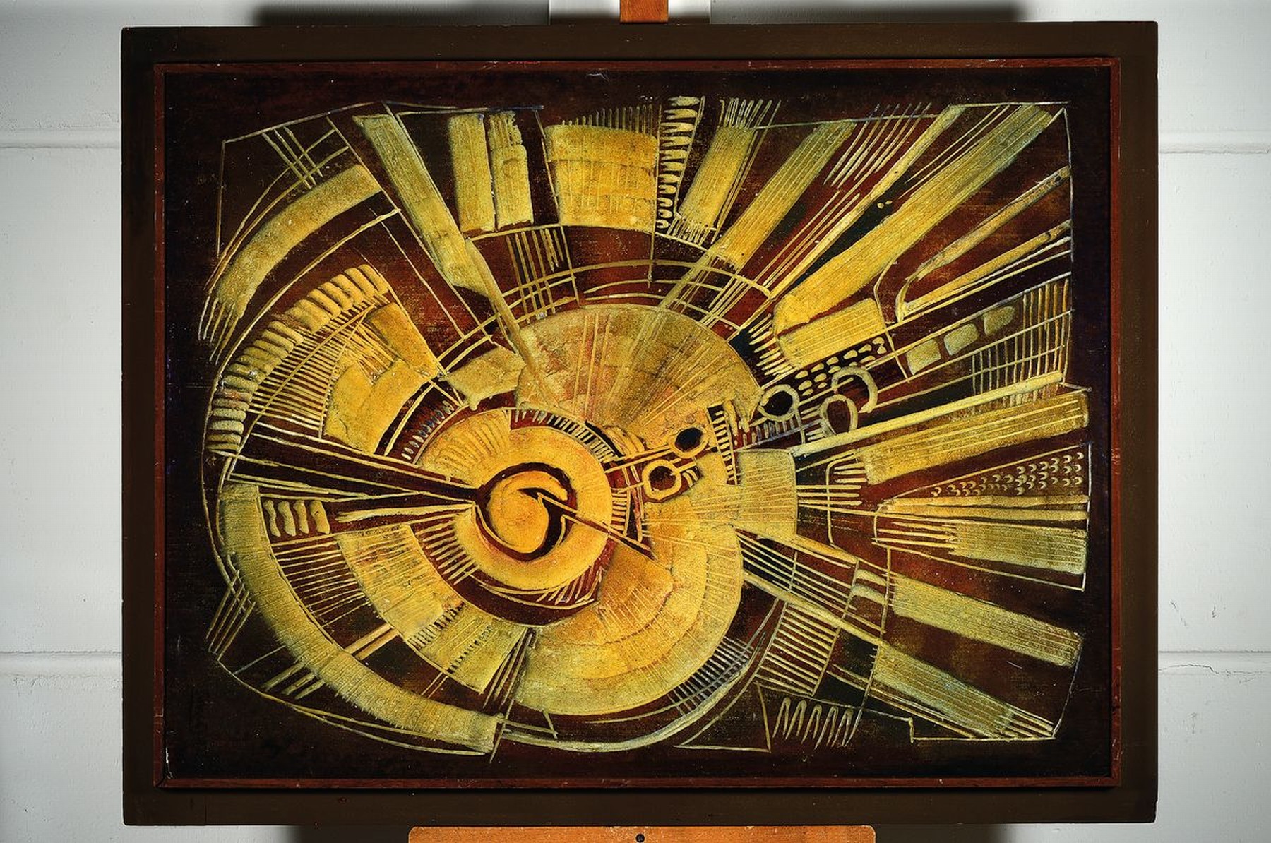 Detail k: Erich Schug, 1906 Ludwigshafen-1982 Bad Dürkheim, Strahlung, Acryl auf Styropor, rückseitig signiert, betitelt und dat. 1972, ca. 92x67cm, R. ca. ...