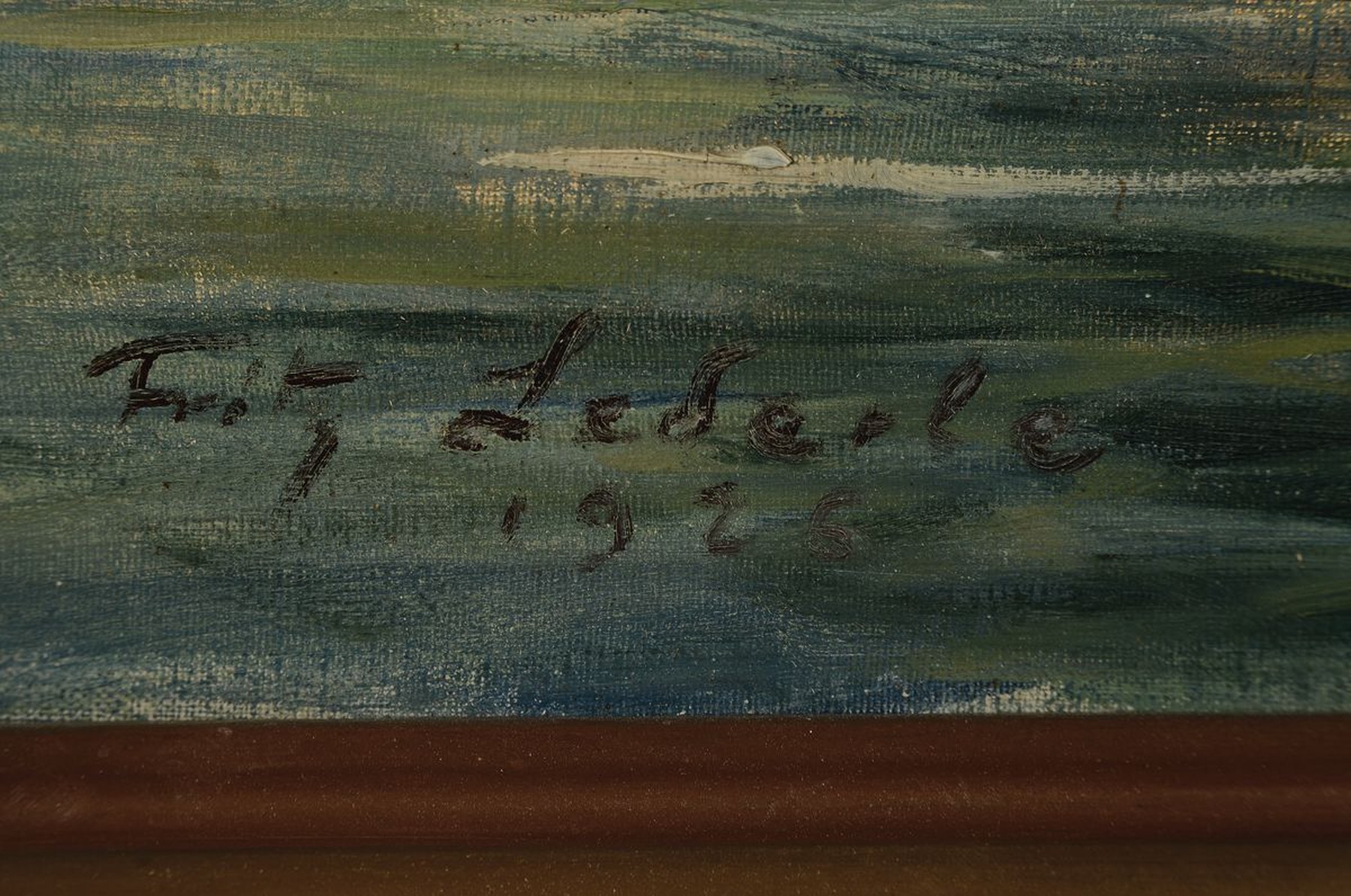 Detail a: Fritz Lederle, 1901-1975 Ludwigshafen, Motiv nach Arnold Böcklin, Öl/Lwd, links unten signiert und dat. 1925, ca. 67x100cm, R. ca. 80x114cm