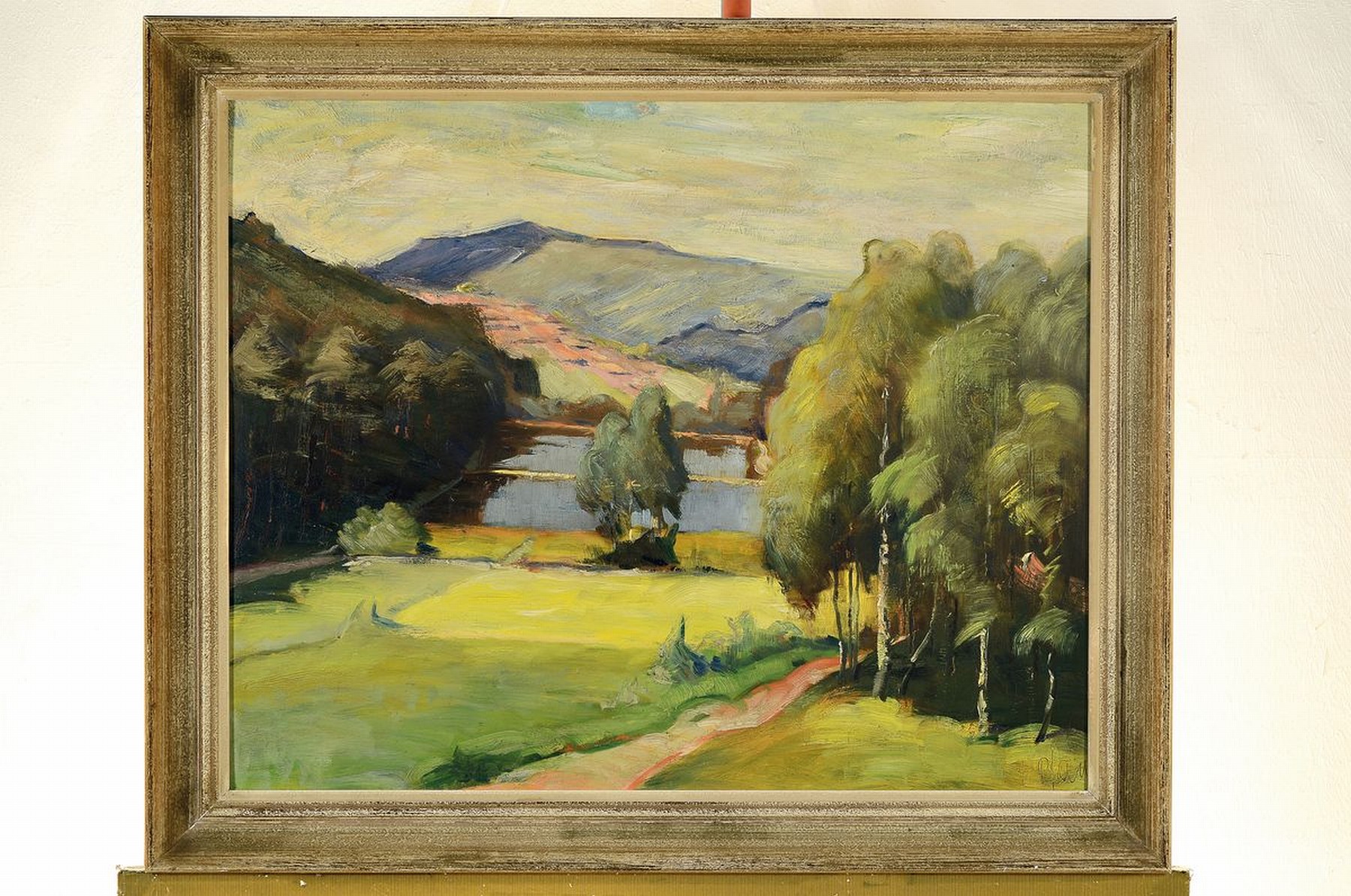 Detail k: Ernst Pfau, 1879 Bad Wimpfen-1965 Bad Dürkheim, Landschaft, Öl/Lwd, rechts unten signiert, rückseitig ebenfalls mit dem selben Motiv bemalt und ...