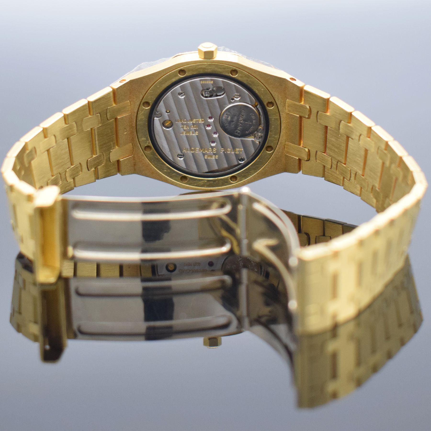 Detail g: AUDEMARS PIGUET nahezu neuwertige, ikonische Herrenarmbanduhr Serie Royal Oak in GG 750/000 mit Diamanten, original Etui & Papieren, Design von ...