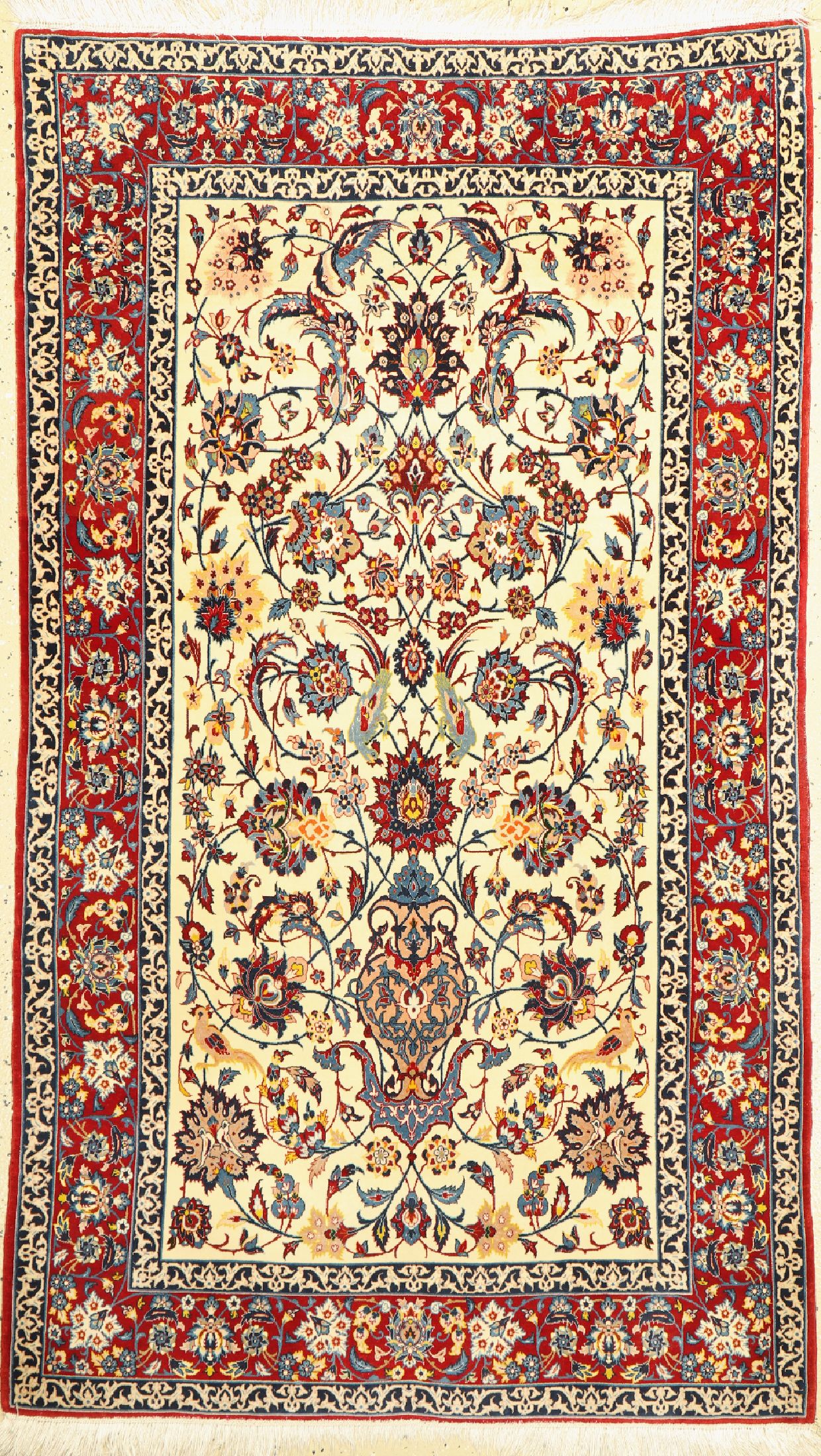 Esfahan fein, Persien, um 1960, Korkwolle mit und auf Seide, ca. 180 x 103 cm, ca. 1.0 Mio. kn/qm, EHZ: 2