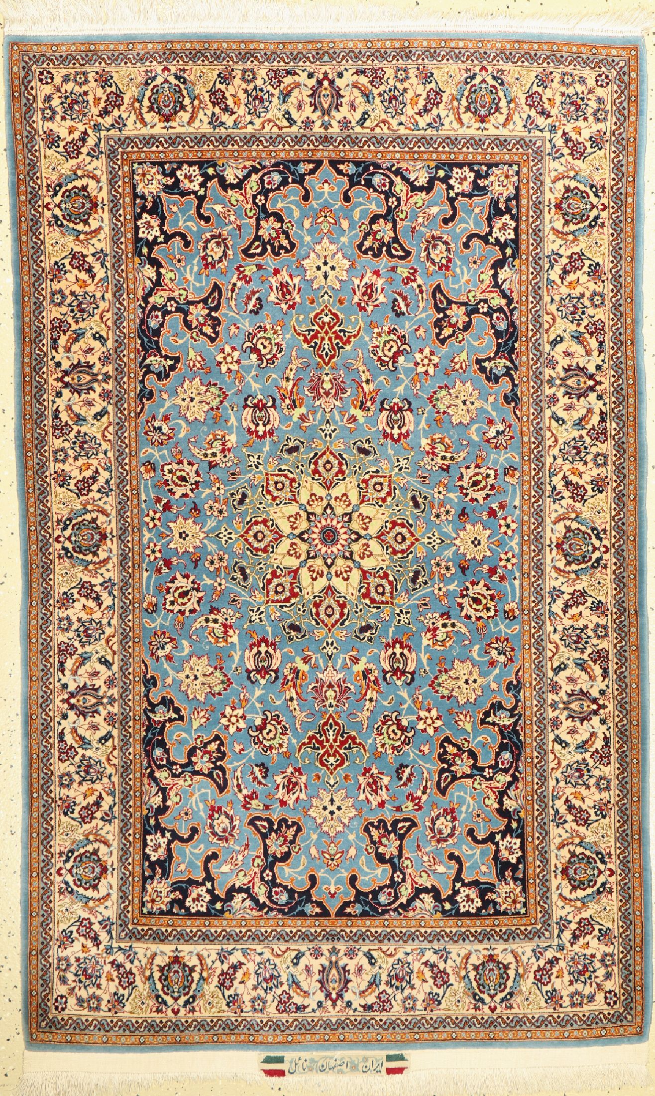 Esfahan fein, Persien, um 1960, Korkwolle auf Seide, ca. 173 x 105 cm, ca. 1.0 Mio. Kn/qm, EHZ: 2
