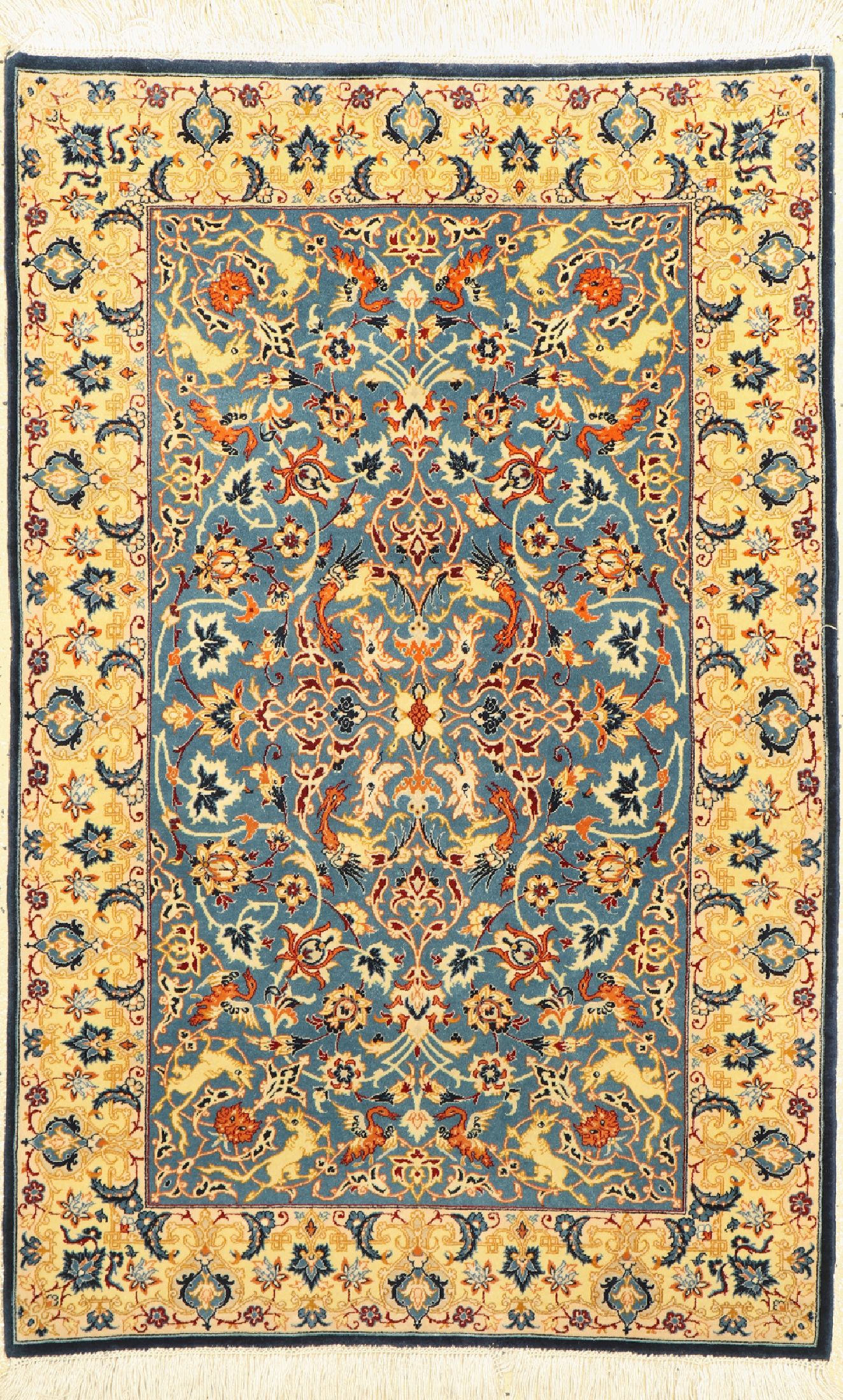 Esfahan fein, Persien, um 1960, Korkwolle auf Seide, ca. 121 x 79 cm, ca. 1.0 Mio. Kn/qm, EHZ: 2